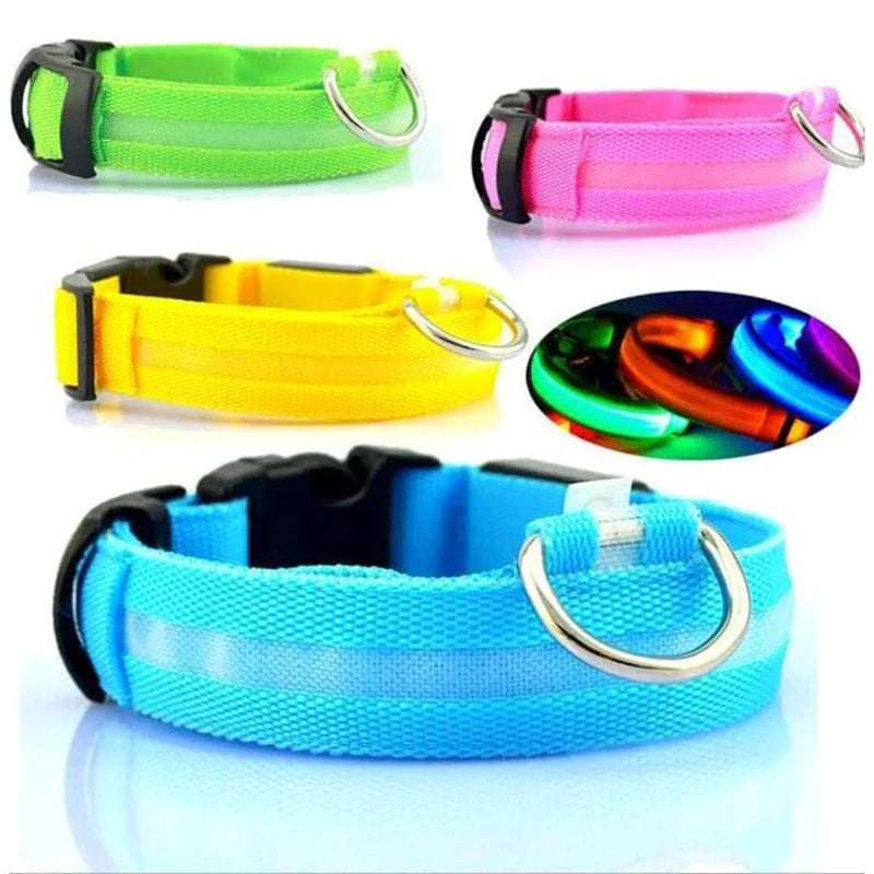 LED Adjustable Dog Collar Blinking Flashing Light up Glow