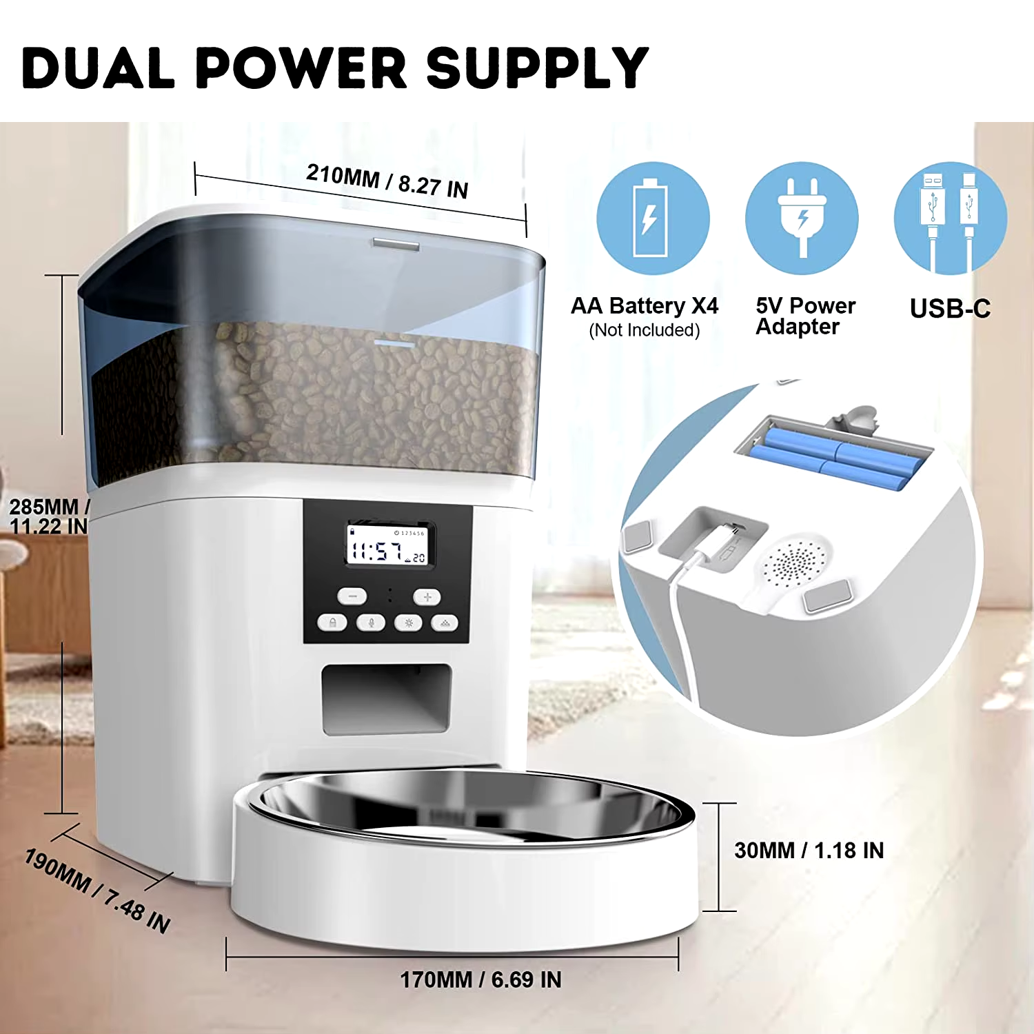 4L Dog Cat Food Feeder Eco-Friendly And Healthy Timed Ration Microchip Automatic Pet Feeder