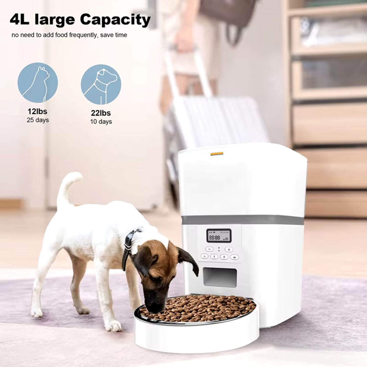 4L Dog Cat Food Feeder Eco-Friendly And Healthy Timed Ration Microchip Automatic Pet Feeder