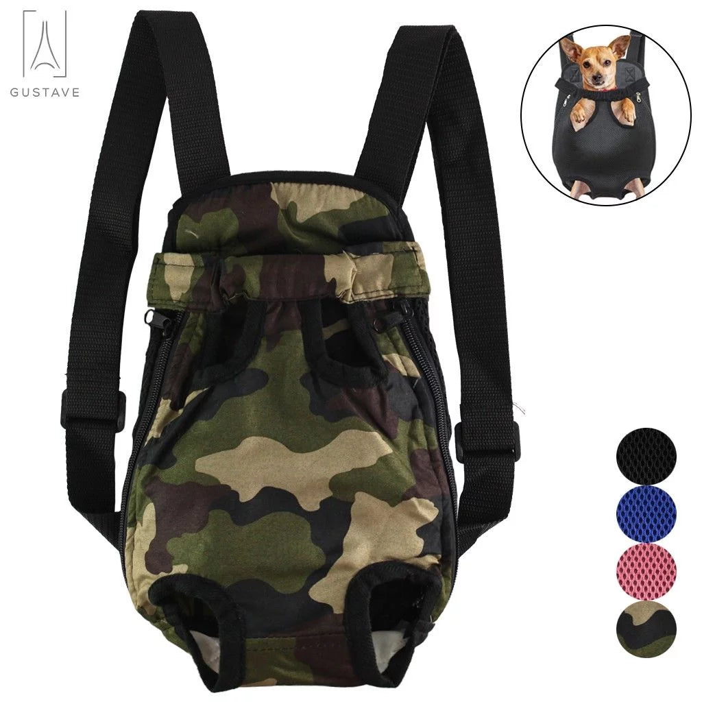 Pet Carrier Backpack Adjustable Straps, Legs Out, Pet Front Cat Dog Mesh Carrier Backpack Travel Bag for Small and Medium Dogs and Cats "Camouflage, L"