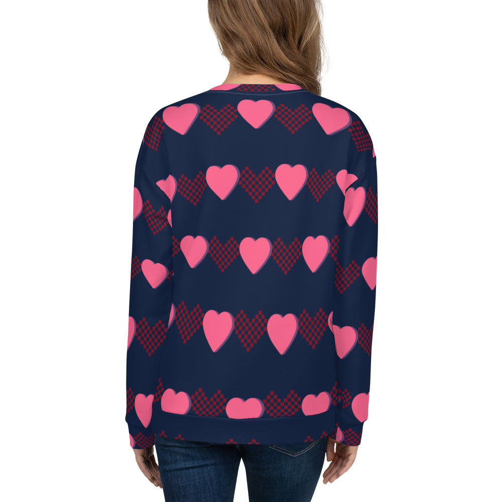 Hearts & Pixels Valentine's Recycled Unisex Sweatshirt