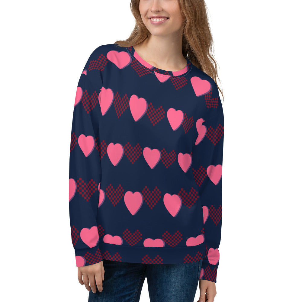 Hearts & Pixels Valentine's Recycled Unisex Sweatshirt