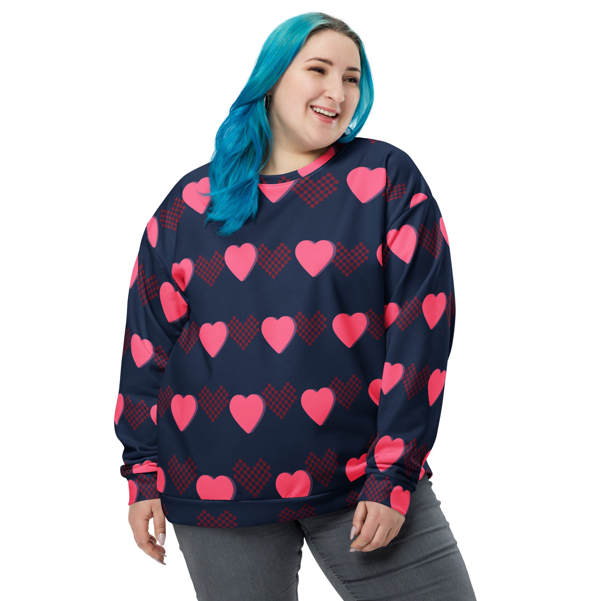 Hearts & Pixels Valentine's Recycled Unisex Sweatshirt