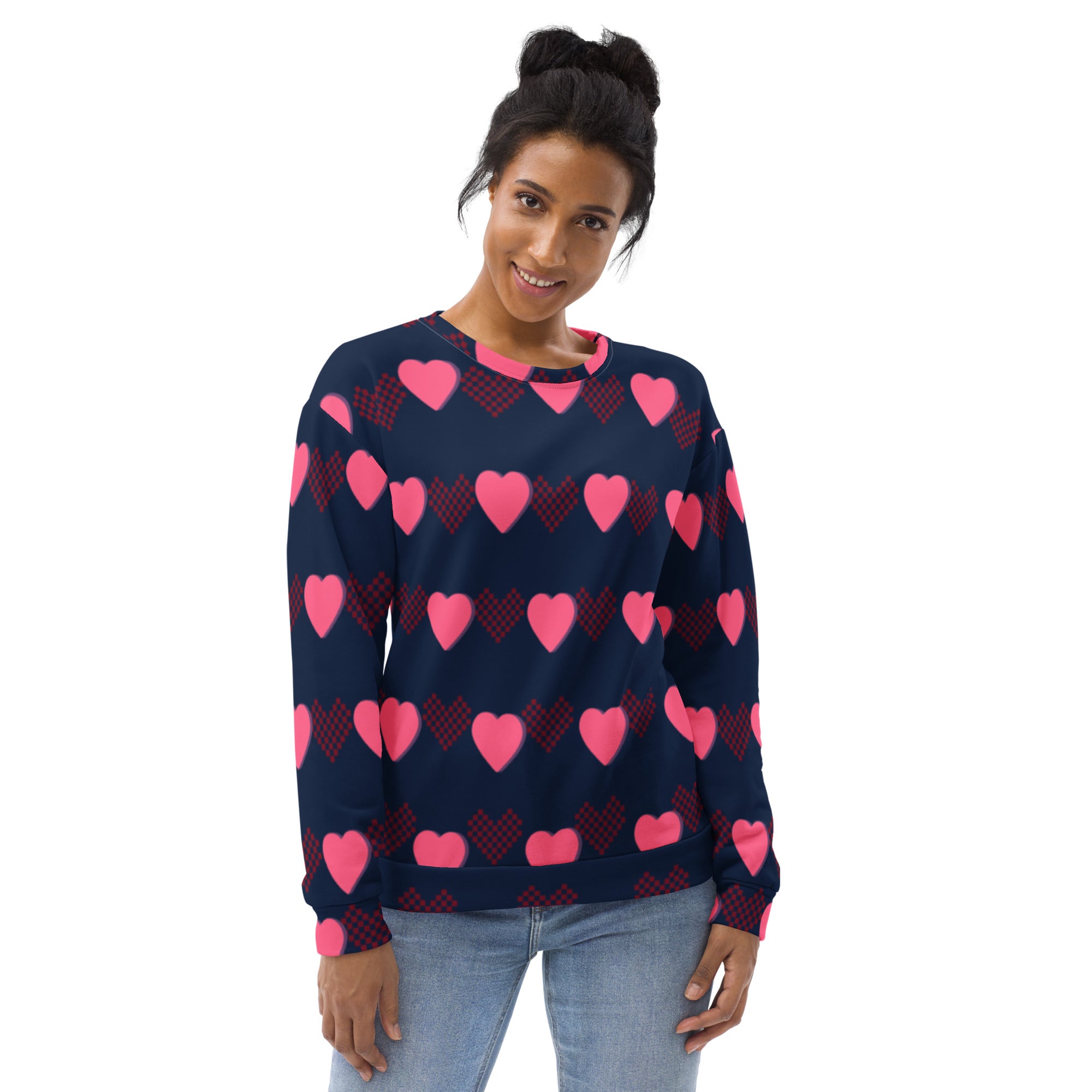 Hearts & Pixels Valentine's Recycled Unisex Sweatshirt