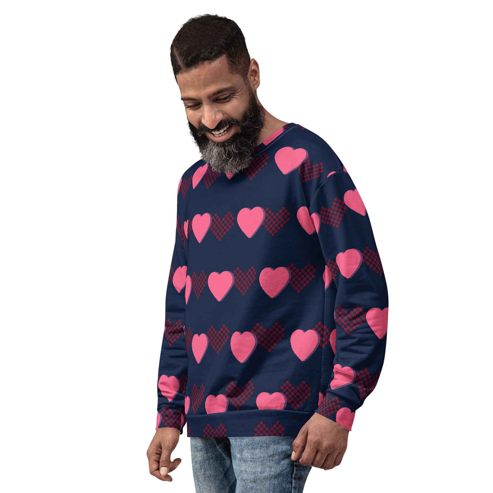 Hearts & Pixels Valentine's Recycled Unisex Sweatshirt