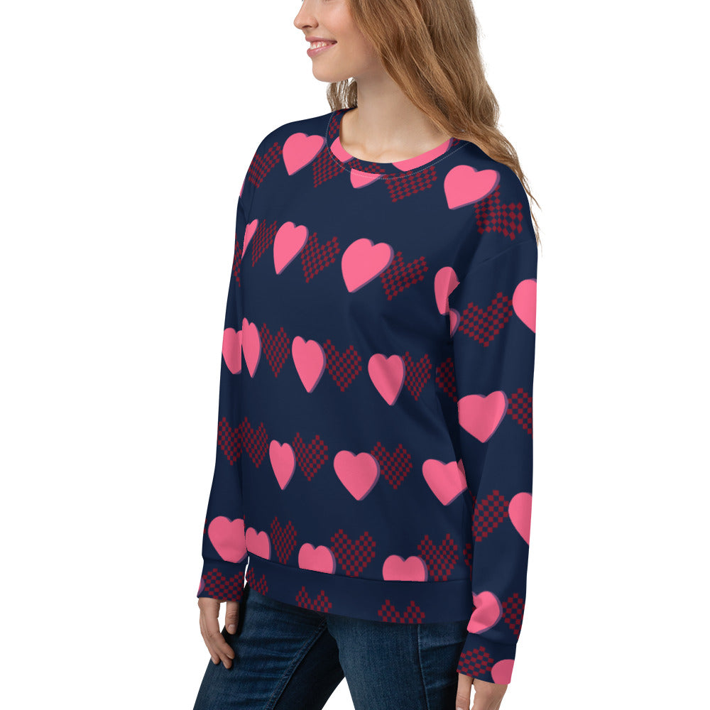 Hearts & Pixels Valentine's Recycled Unisex Sweatshirt