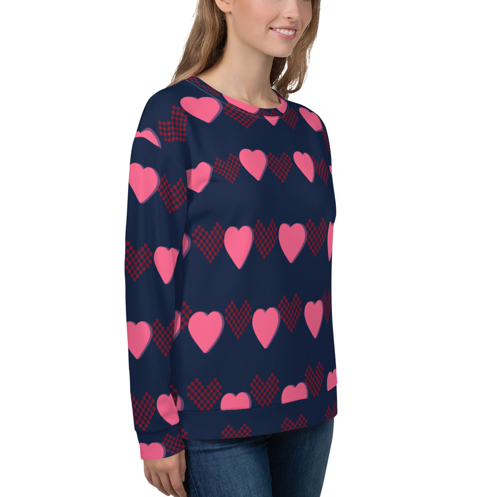 Hearts & Pixels Valentine's Recycled Unisex Sweatshirt