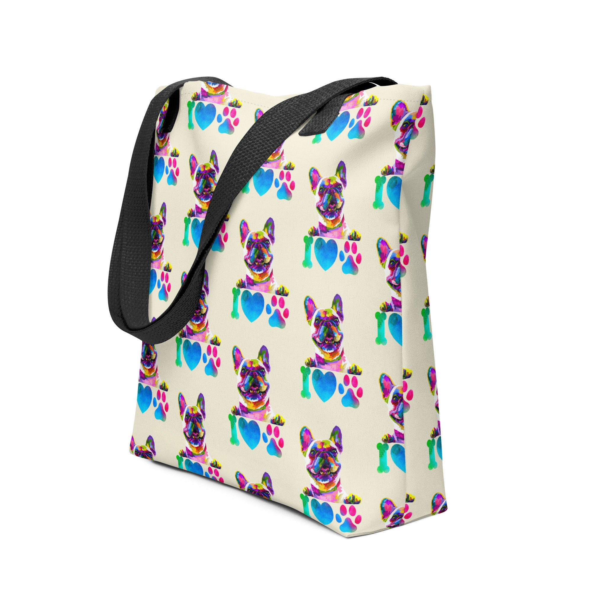 Trippy I Love My Dog Psychedelic Colors Tote bag