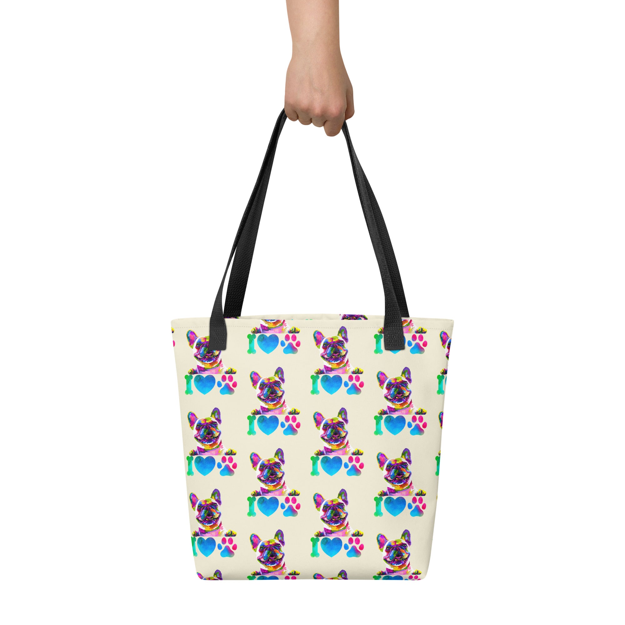 Trippy I Love My Dog Psychedelic Colors Tote bag