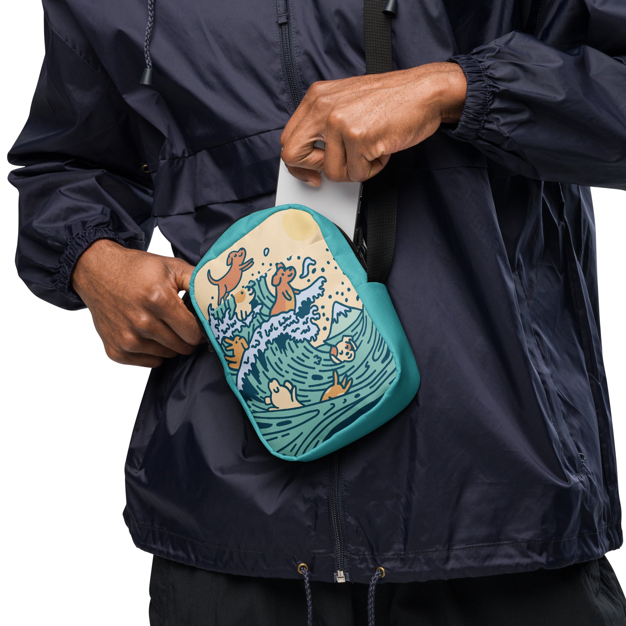 The Great Doggie Wave Utility Crossbody Bag (inspired by Kanagawa's Great Wave)