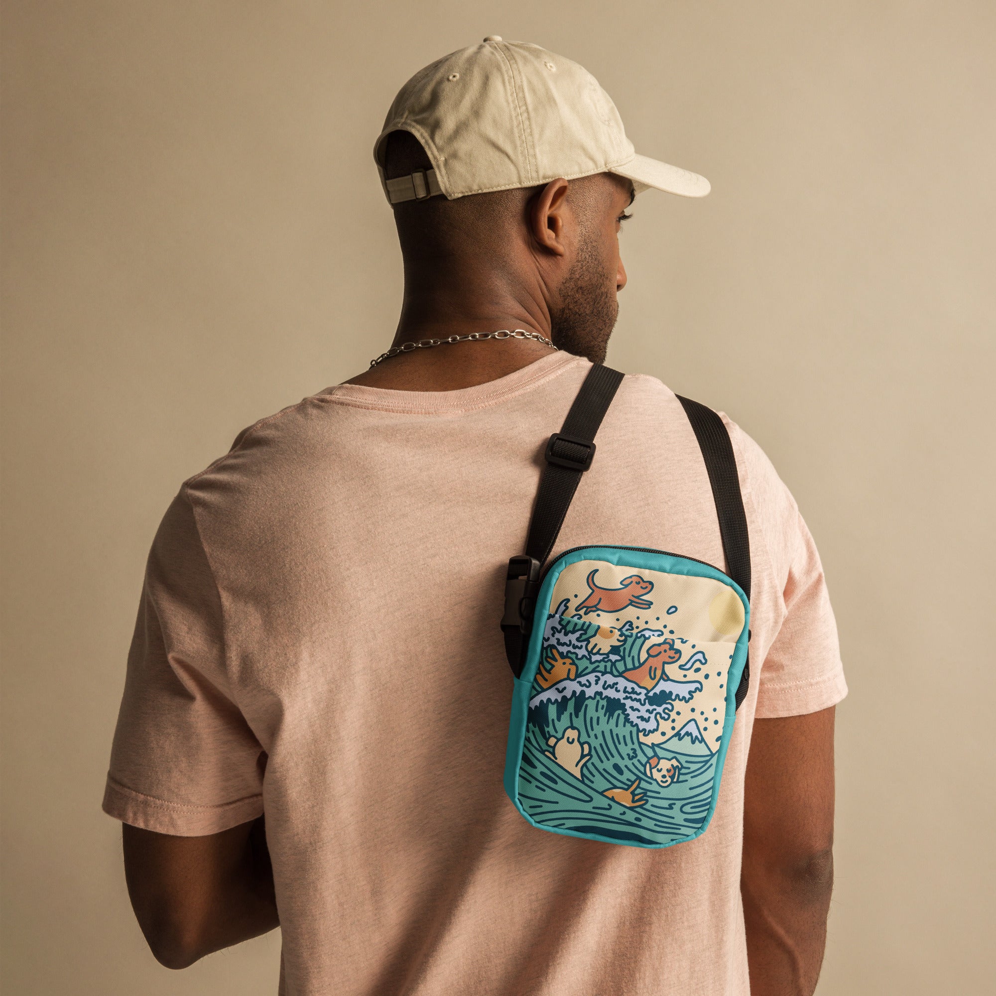 The Great Doggie Wave Utility Crossbody Bag (inspired by Kanagawa's Great Wave)