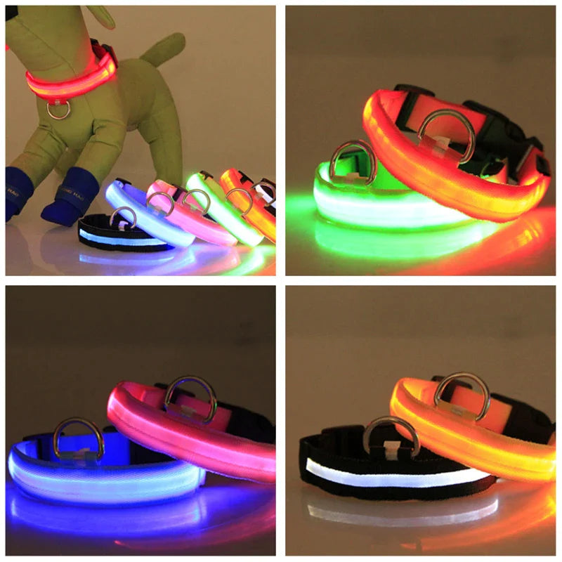 LED Adjustable Dog Collar Blinking Flashing Light up Glow