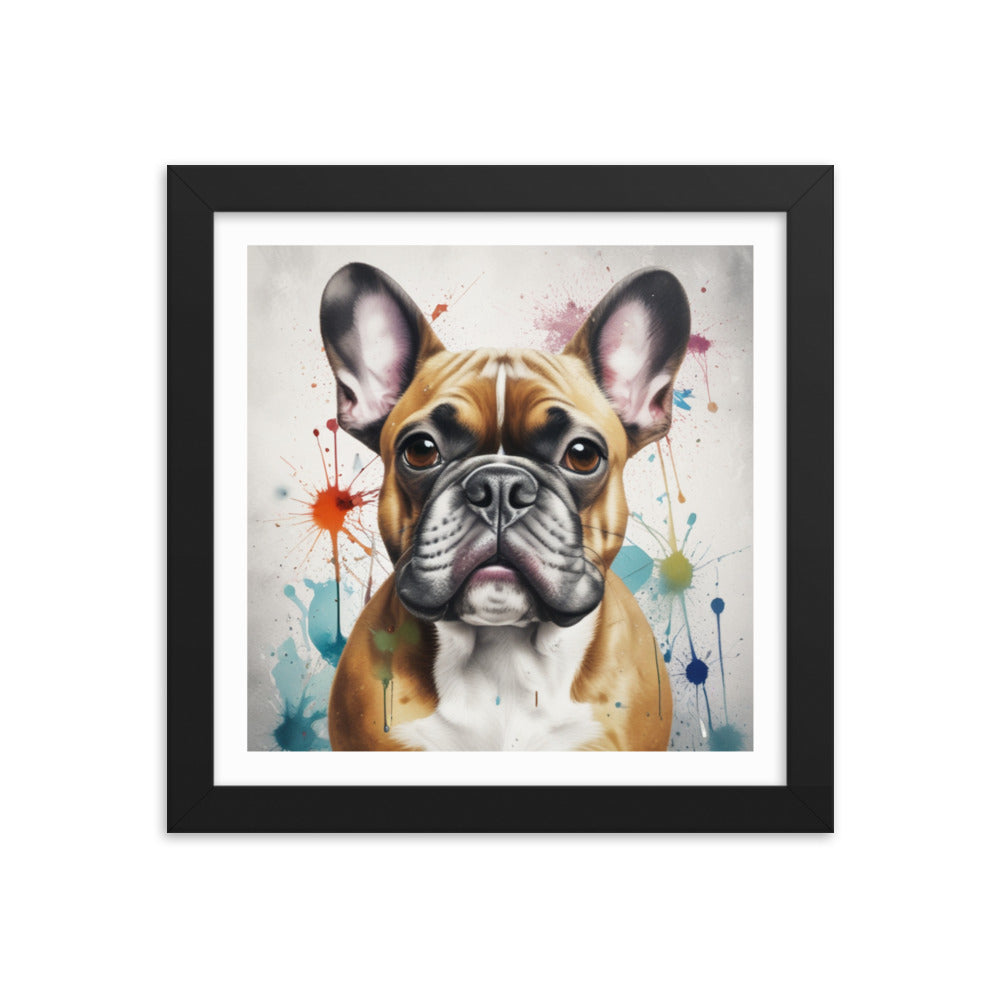 Custom Frenchie French Bulldog Watercolor Portrait Framed poster