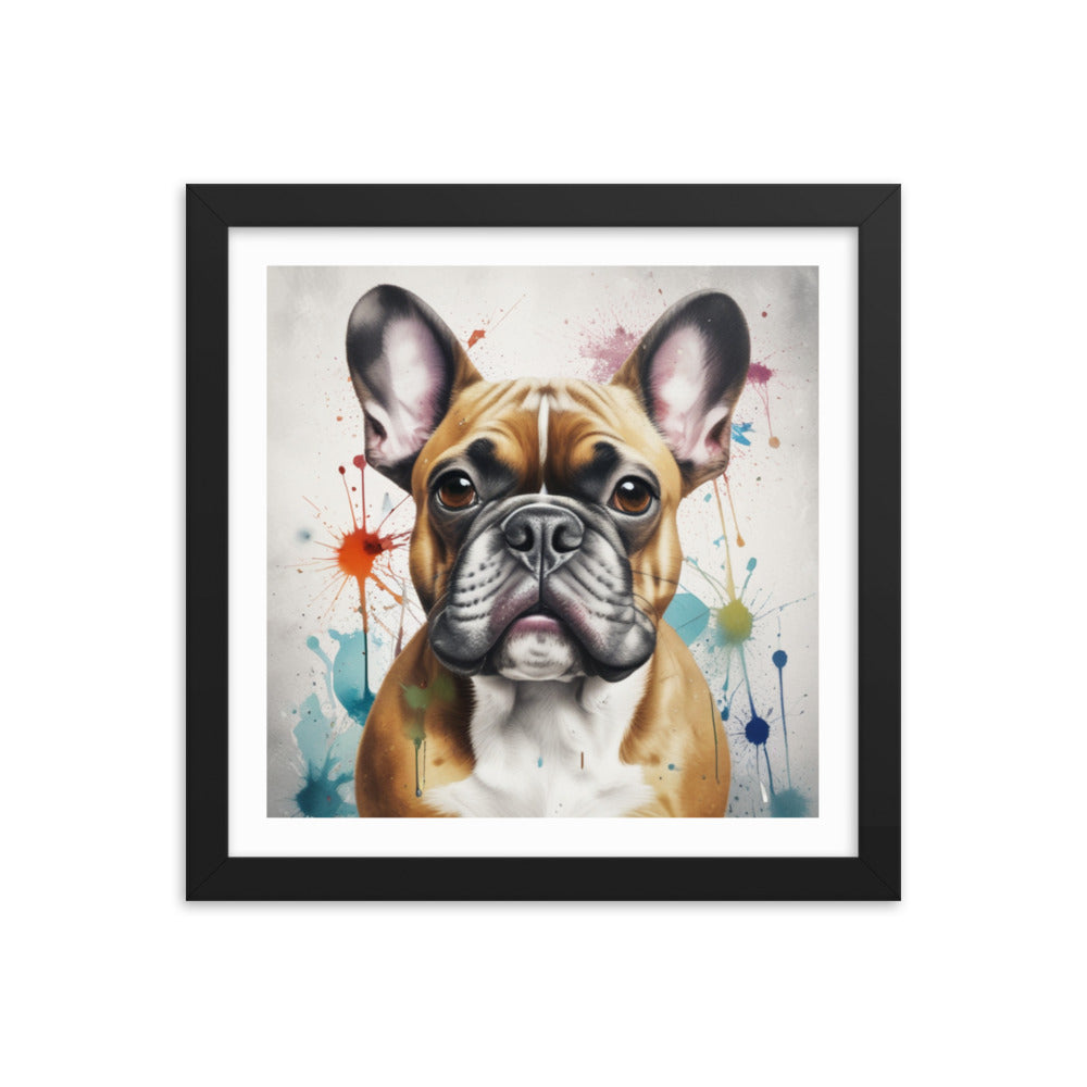 Custom Frenchie French Bulldog Watercolor Portrait Framed poster