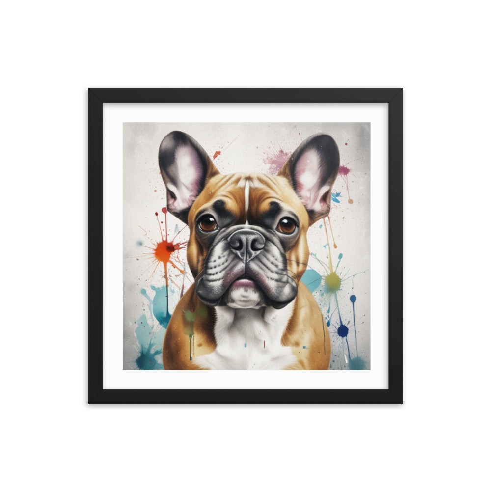 Custom Frenchie French Bulldog Watercolor Portrait Framed poster