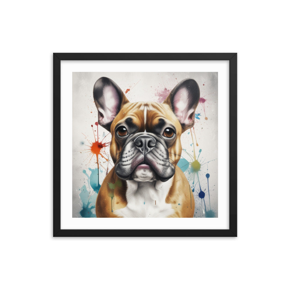 Custom Frenchie French Bulldog Watercolor Portrait Framed poster