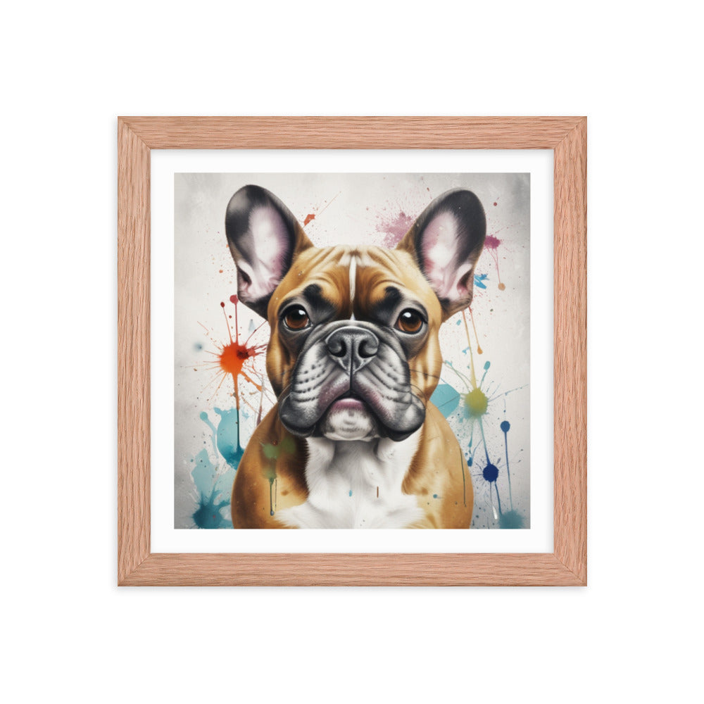 Custom Frenchie French Bulldog Watercolor Portrait Framed poster