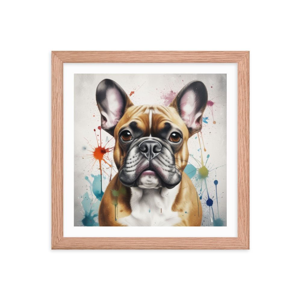 Custom Frenchie French Bulldog Watercolor Portrait Framed poster