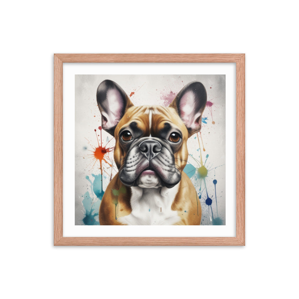 Custom Frenchie French Bulldog Watercolor Portrait Framed poster