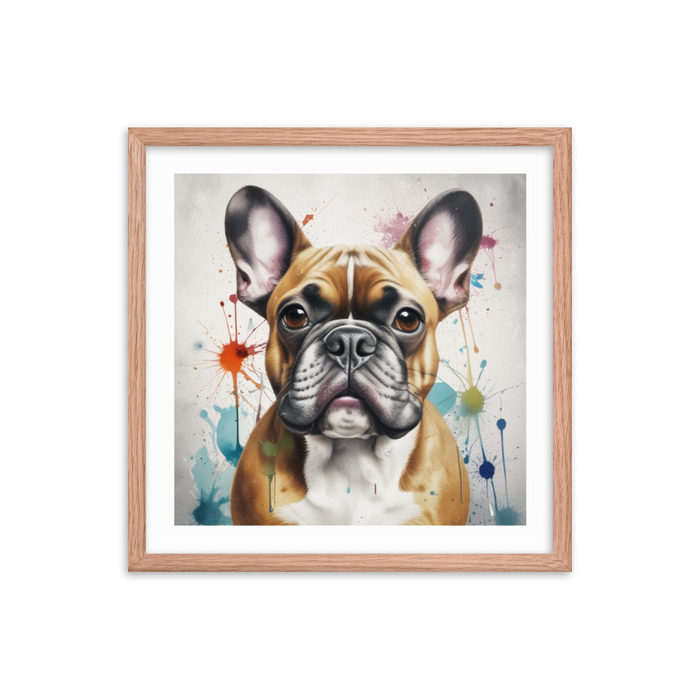 Custom Frenchie French Bulldog Watercolor Portrait Framed poster