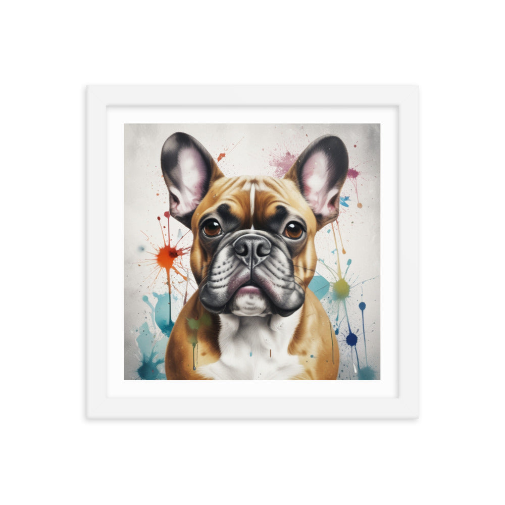 Custom Frenchie French Bulldog Watercolor Portrait Framed poster