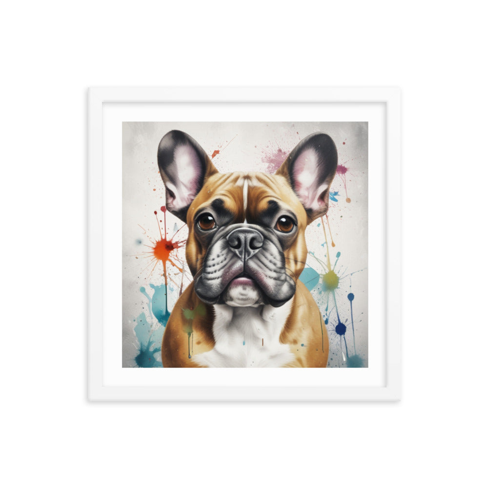 Custom Frenchie French Bulldog Watercolor Portrait Framed poster