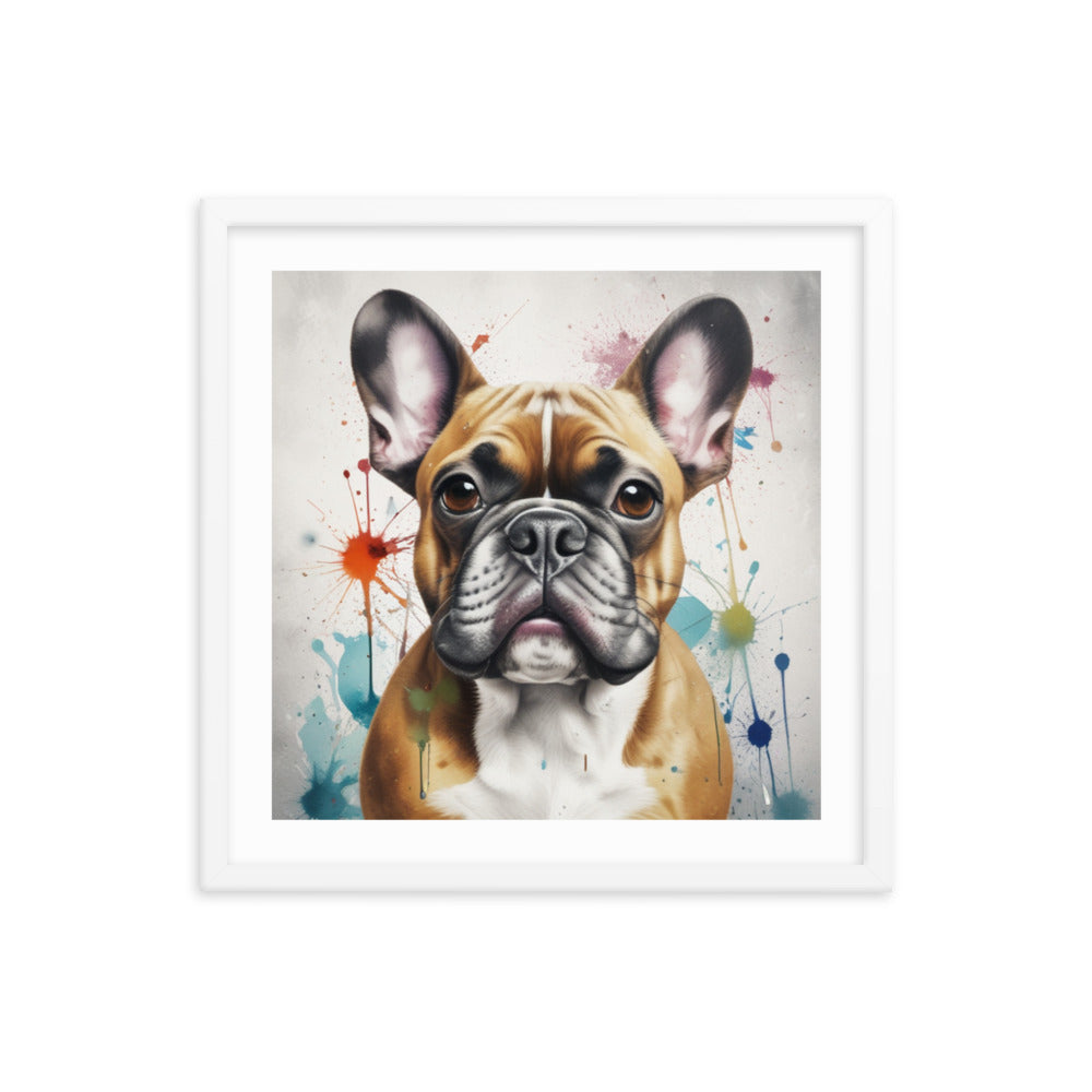 Custom Frenchie French Bulldog Watercolor Portrait Framed poster