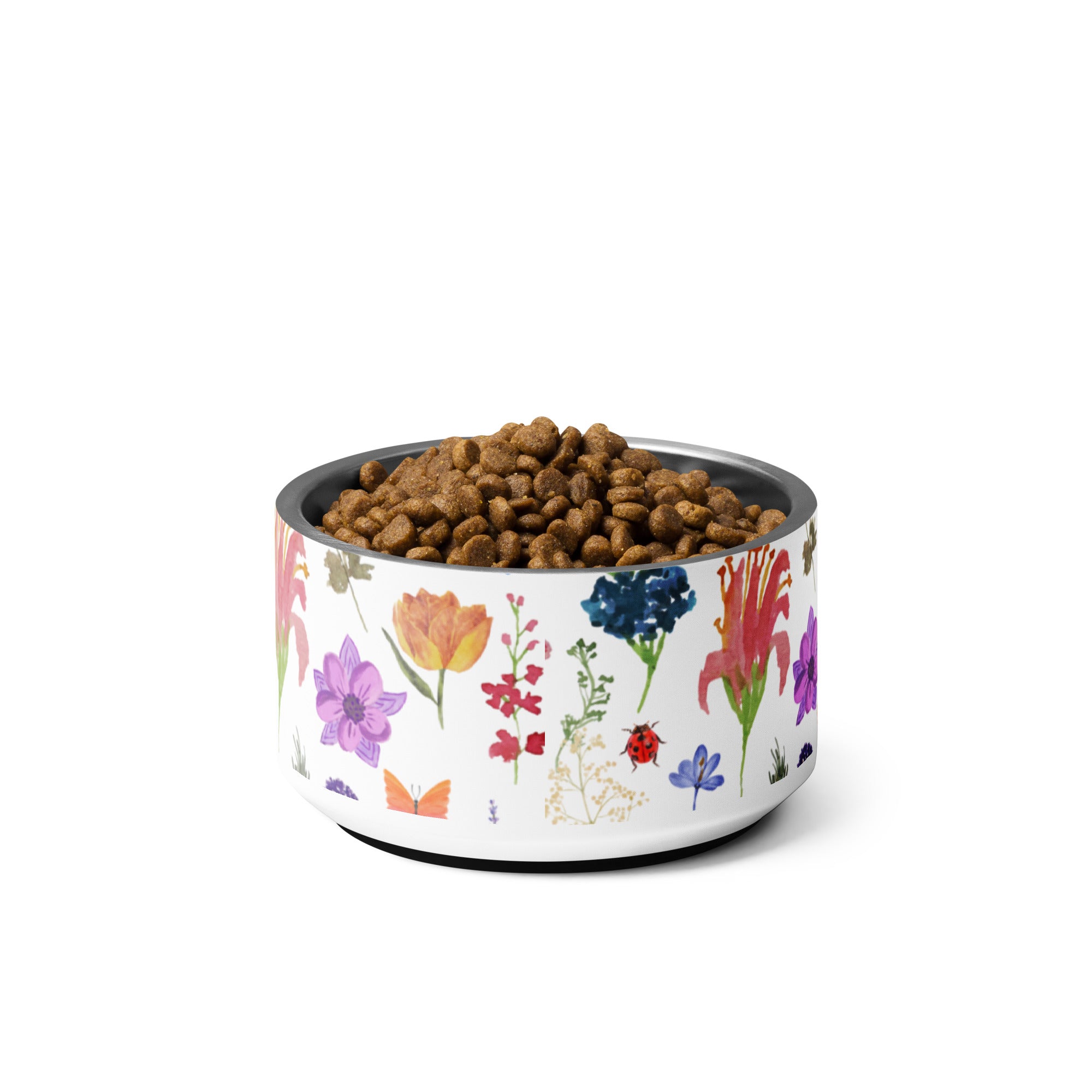 Flowers Personalized Dog Name Pet Bowl