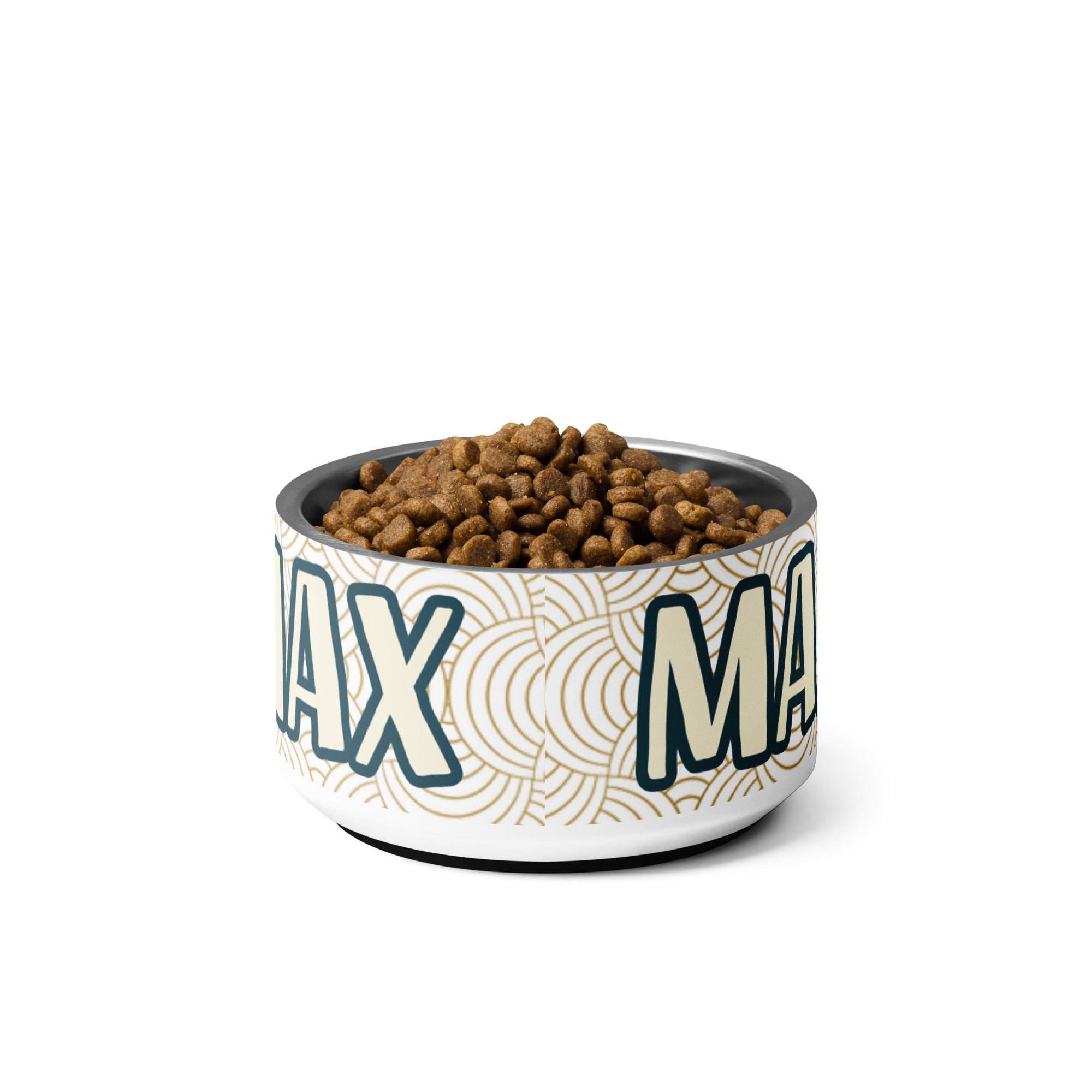 Minimalist Design Personalized Pet Bowl for Max! Add your pet's name.