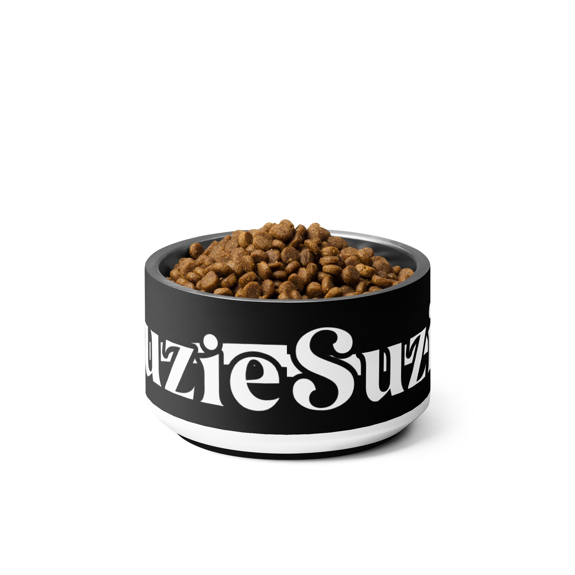 Black and White Sash Personalized Pet Bowl