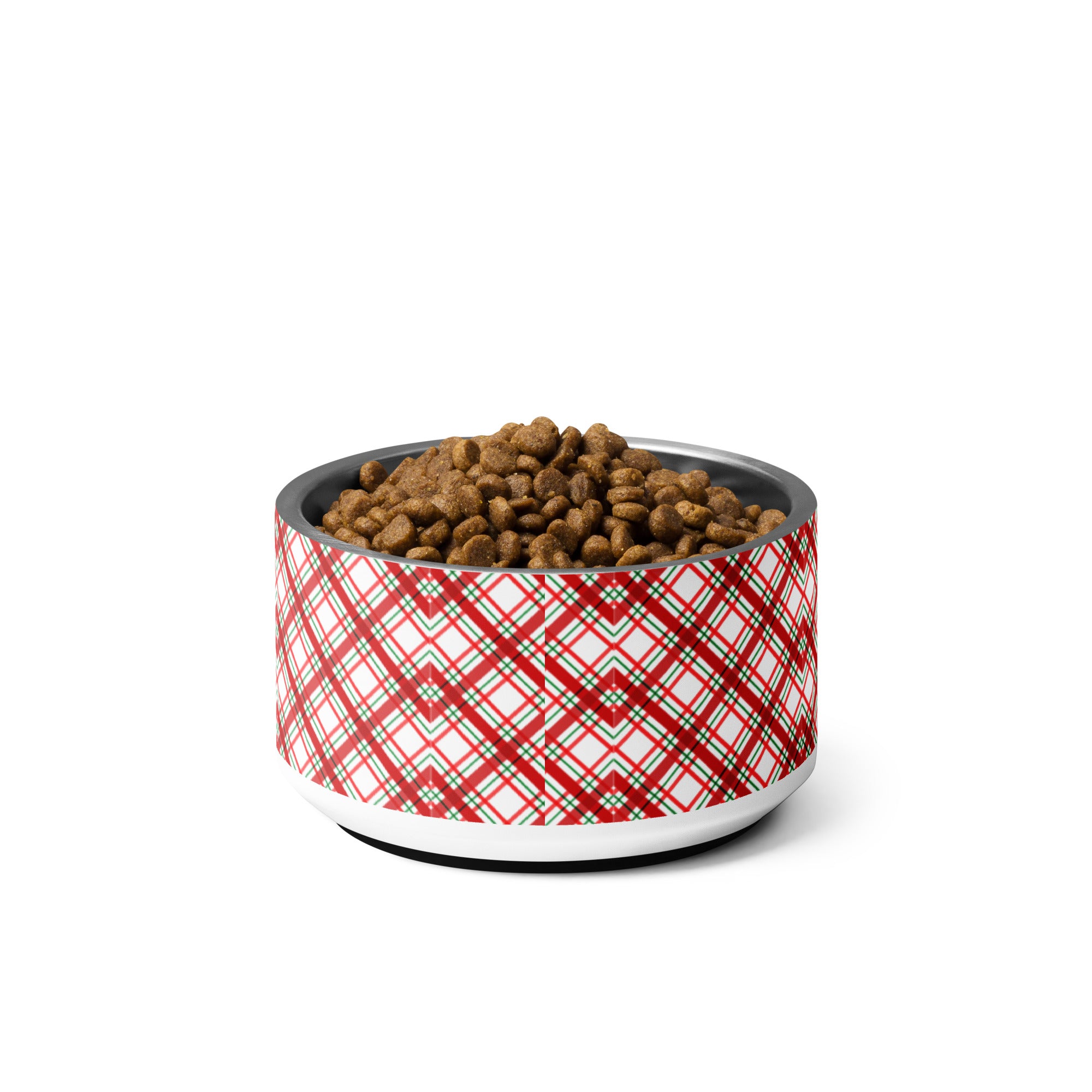 Christmas Plaid Pet bowl, Personalization Optional