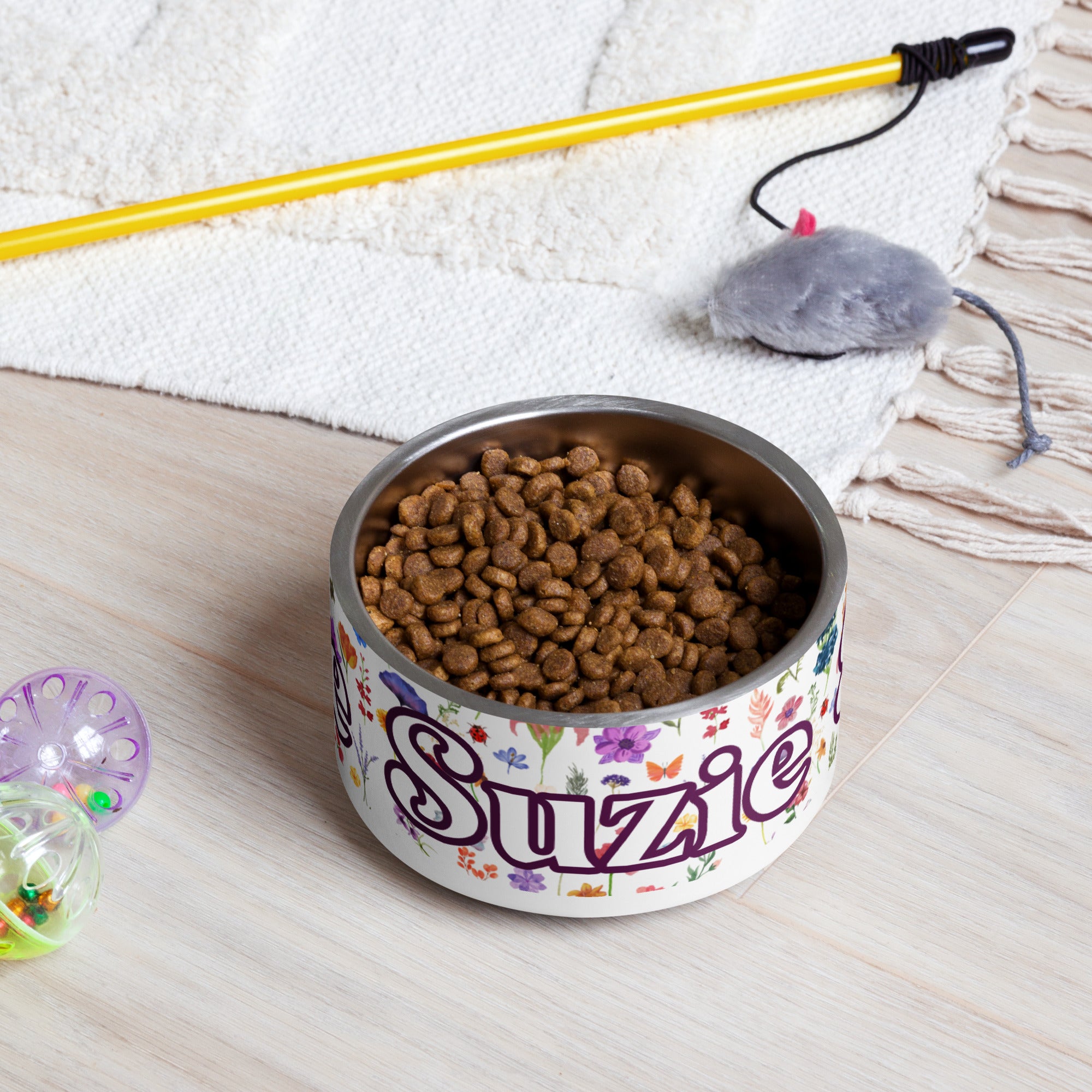 Spring Flowers Personalized Pet Bowl