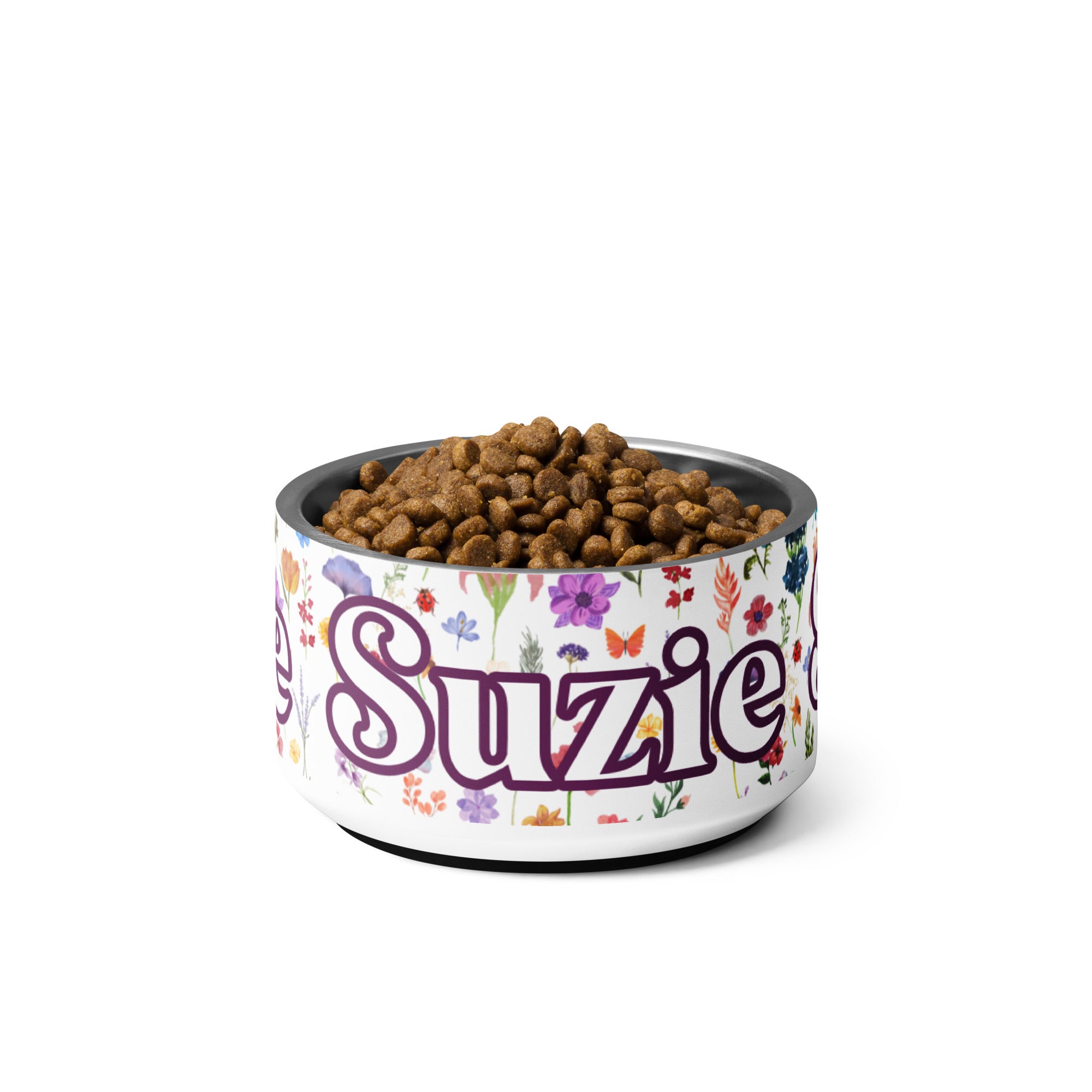 Spring Flowers Personalized Pet Bowl