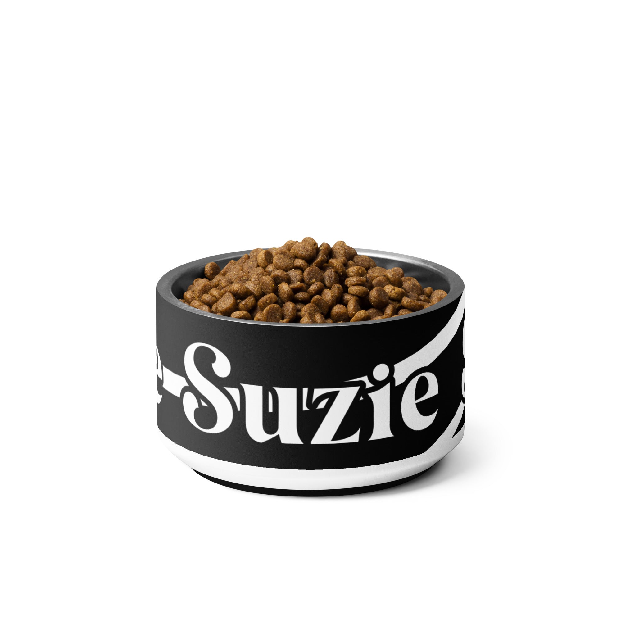 Black and White Sash Personalized Pet Bowl