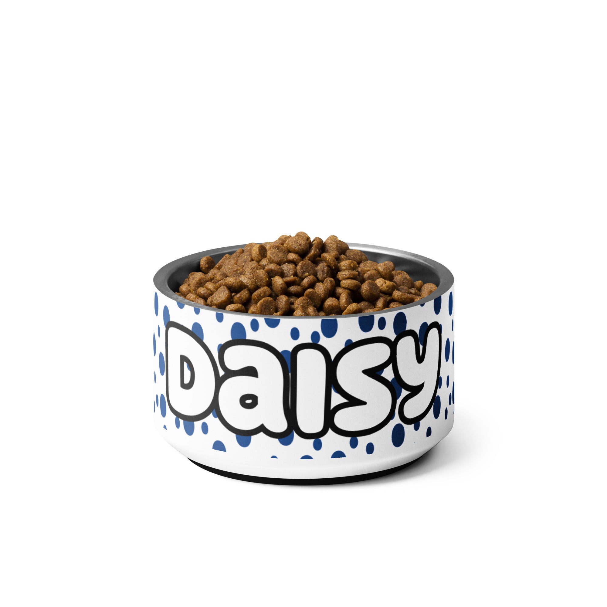 Dots Personalized Pet Bowl - Blue