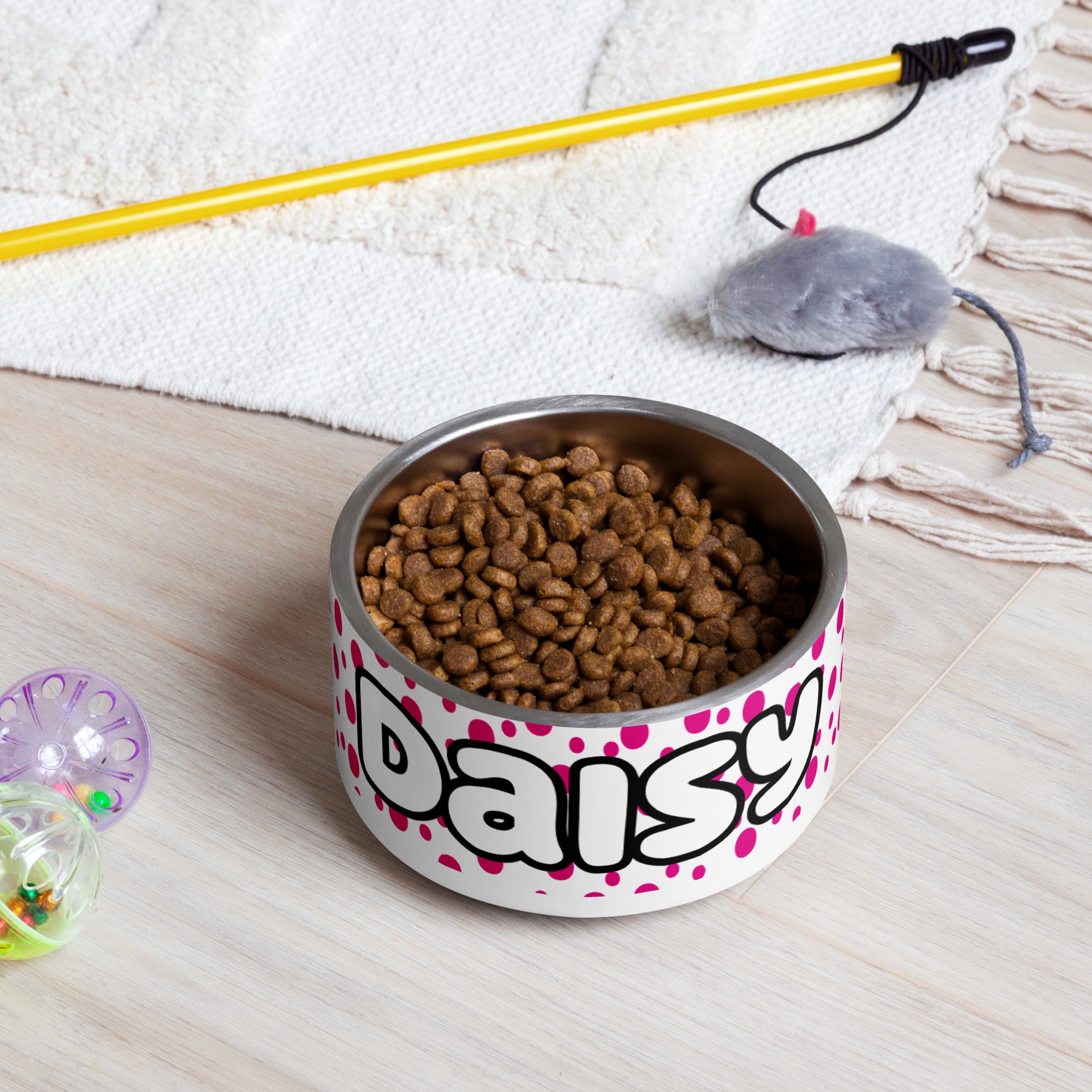 Pink Dots Pet Bowl