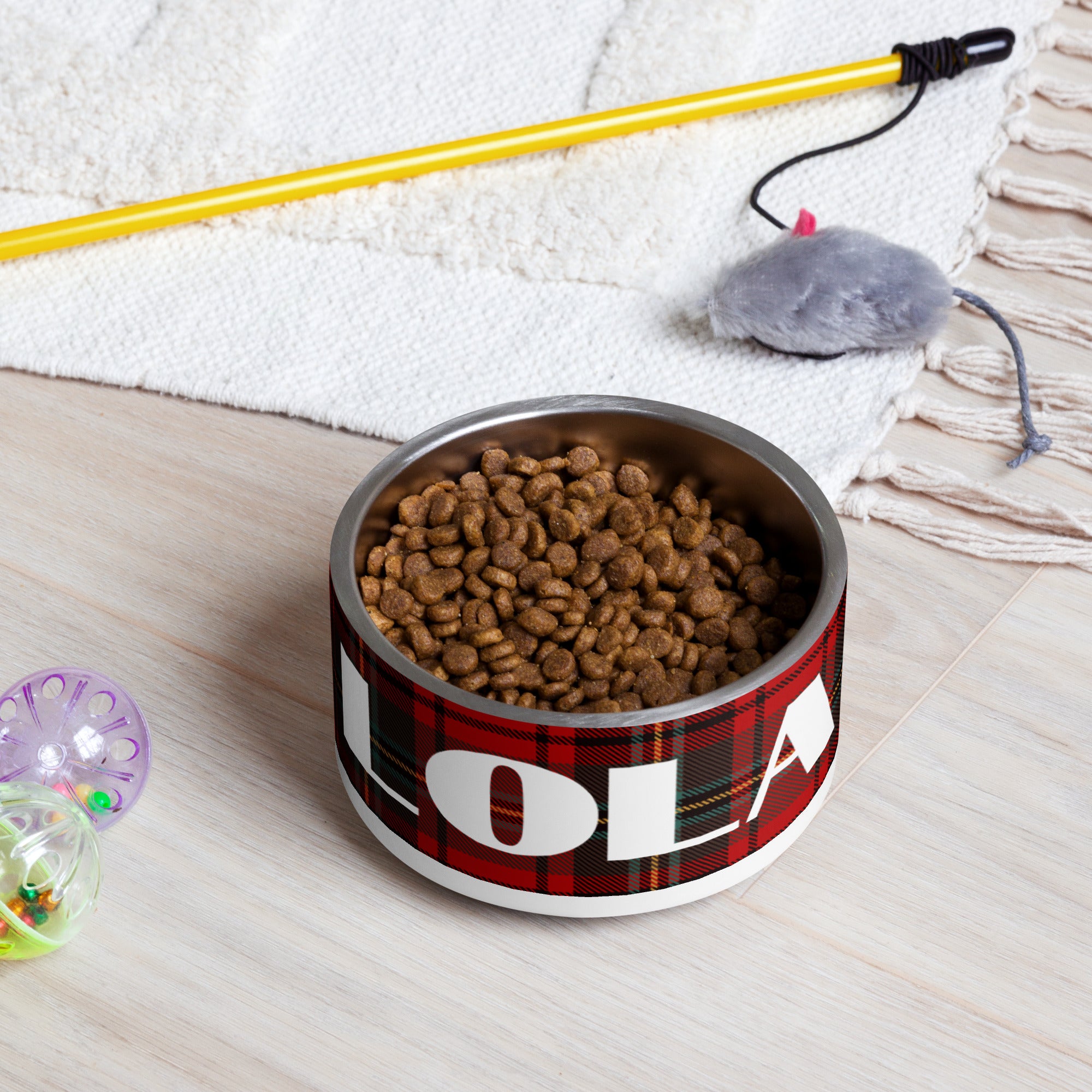 Personalized Christmas Plaid Pet bowl