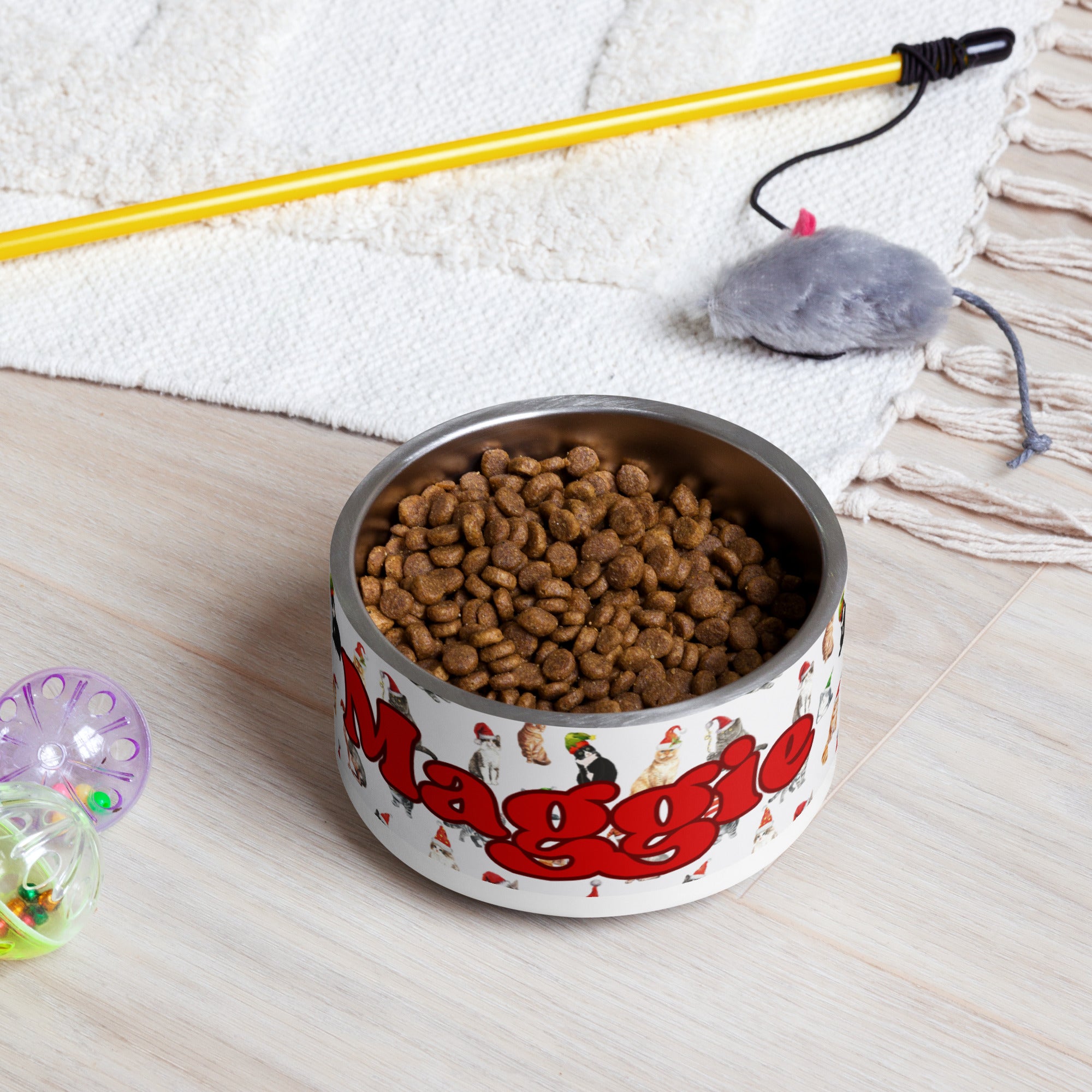 Christmas Kitties Personalized Pet bowl