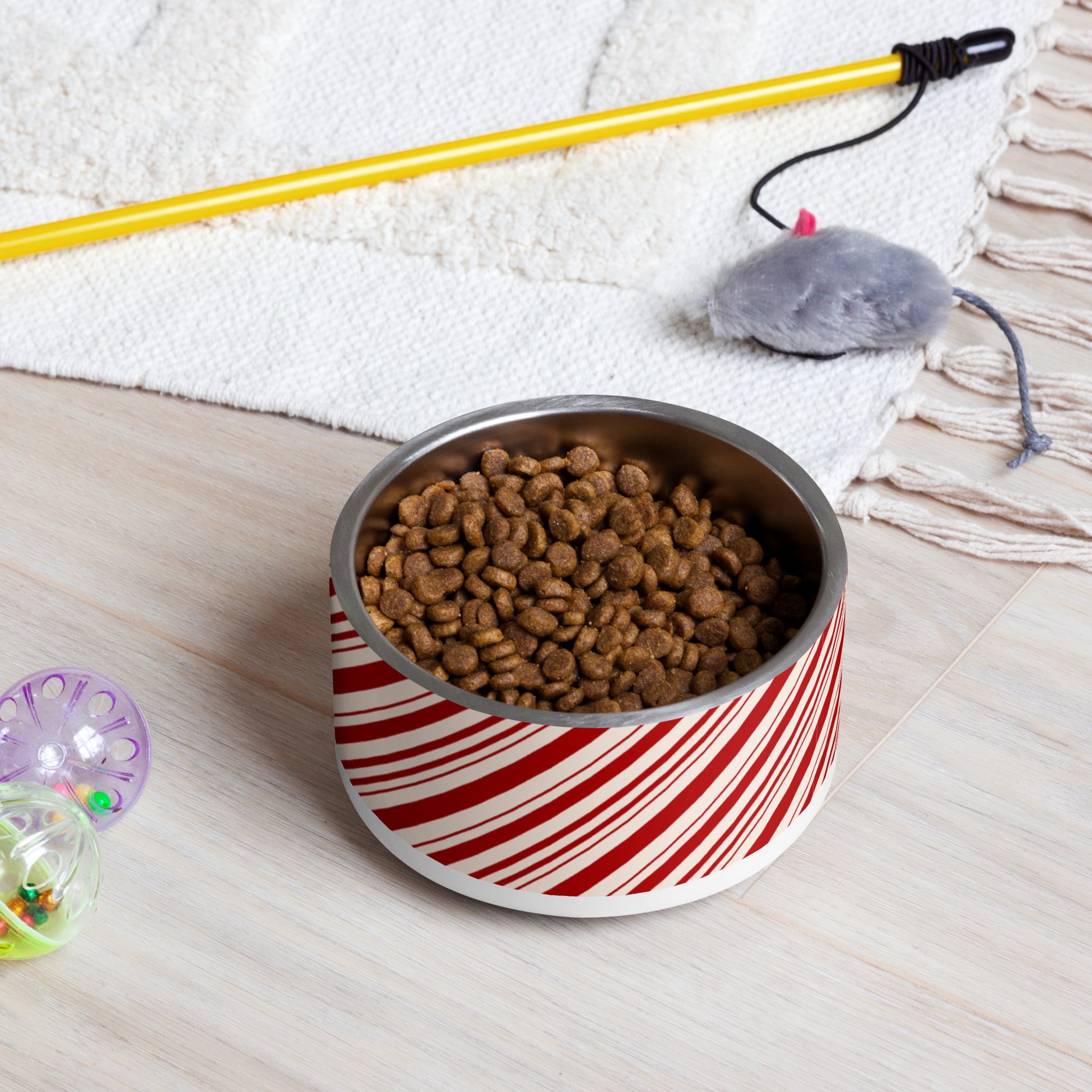 Christmas Candy Cane Striped Pet bowl