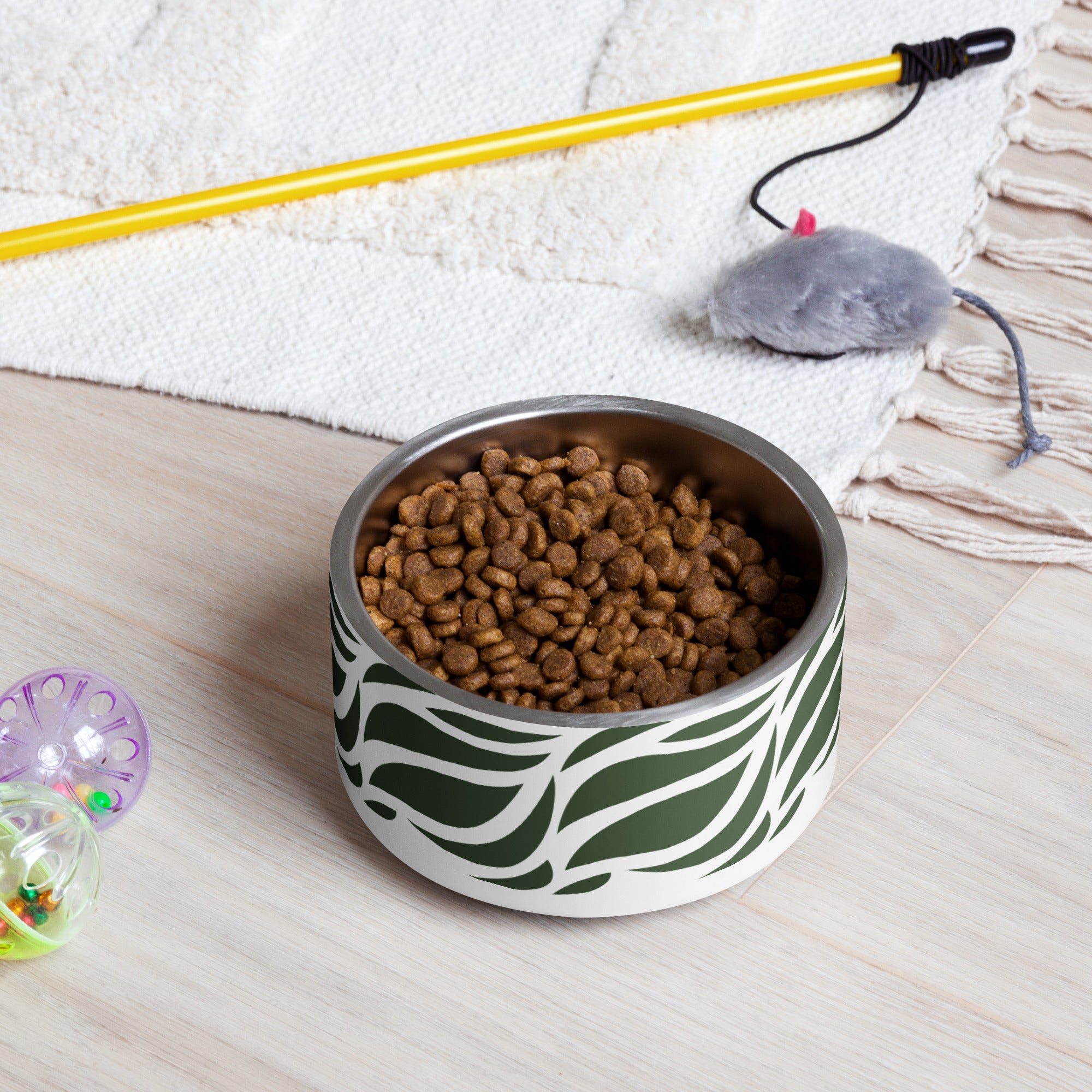 Green Abstract Leaves Pet bowl