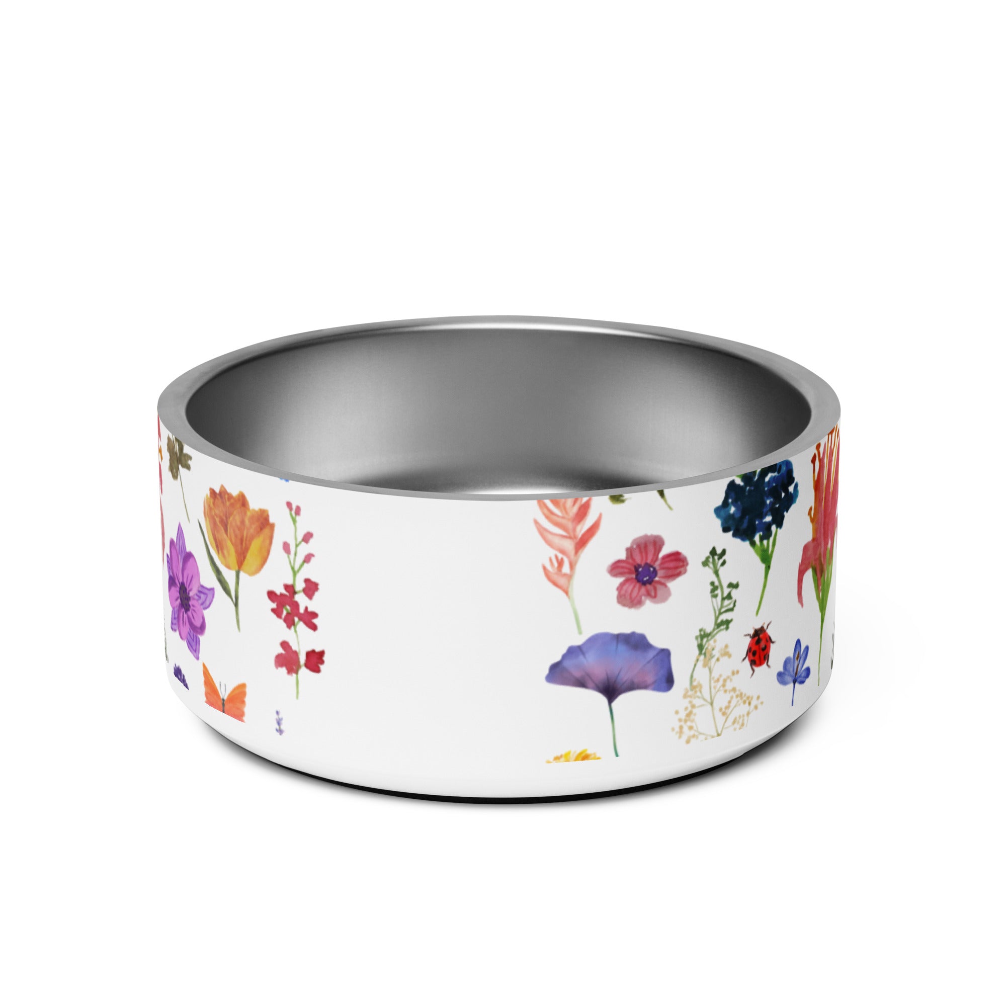 Flowers Personalized Dog Name Pet Bowl