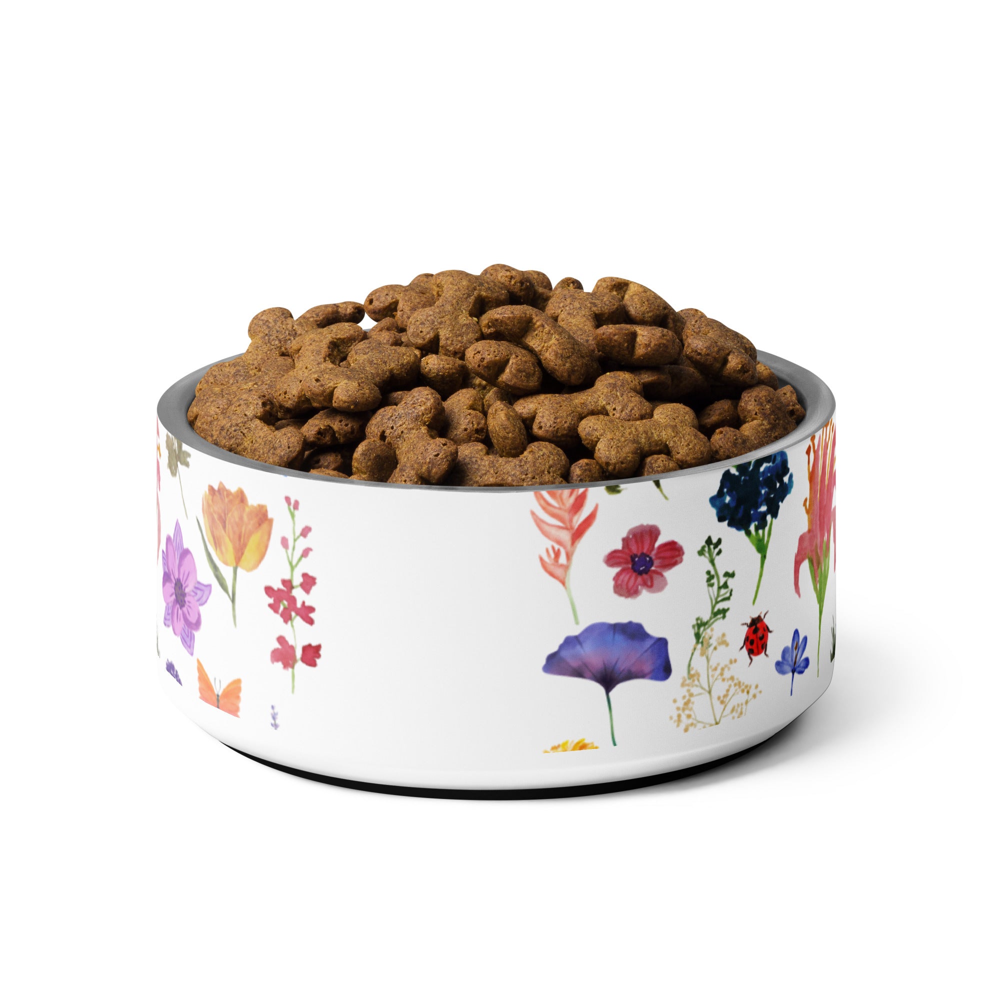 Flowers Personalized Dog Name Pet Bowl