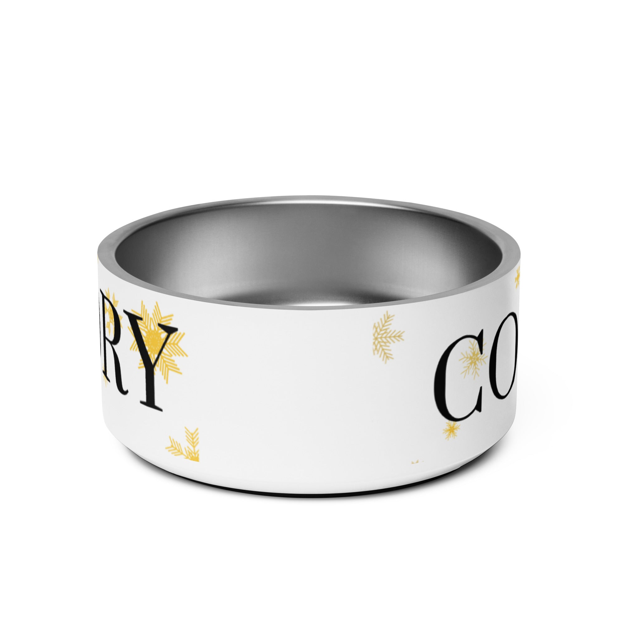 Personalized Pet Name Bowl, Gold Snowflakes