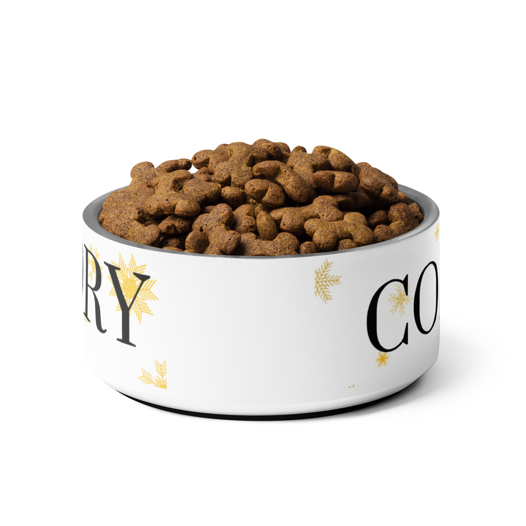 Personalized Pet Name Bowl, Gold Snowflakes