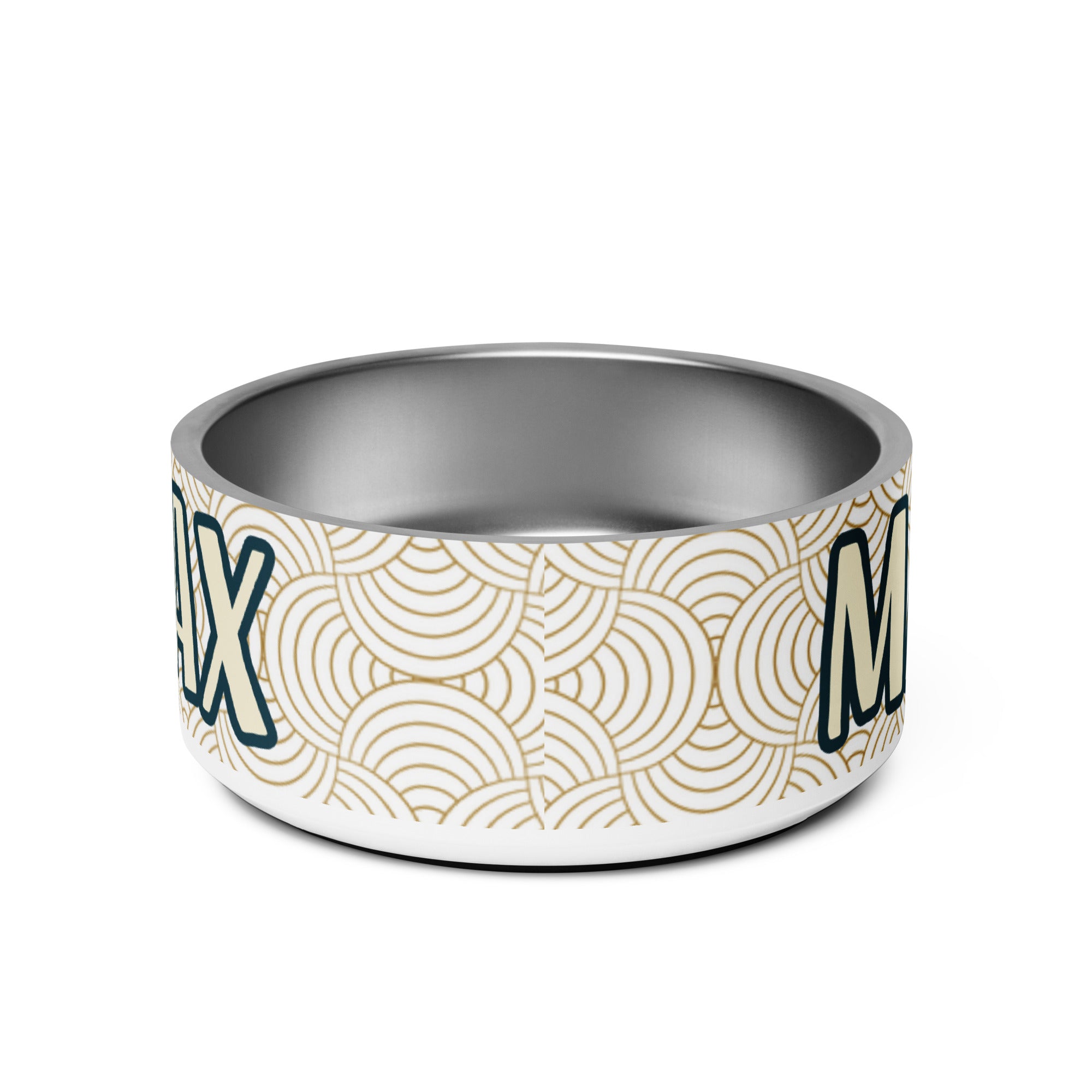 Minimalist Design Personalized Pet Bowl for Max! Add your pet's name.