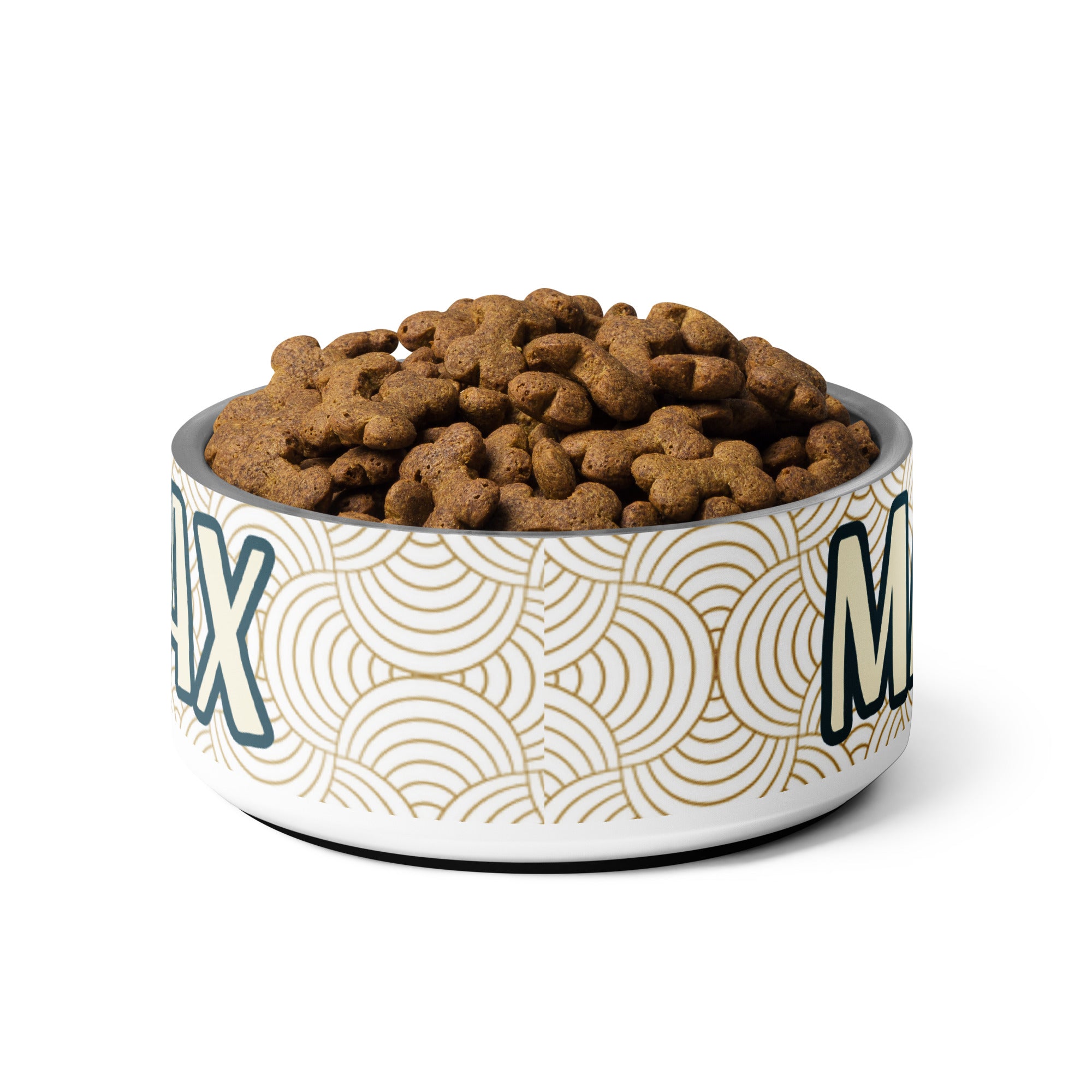 Minimalist Design Personalized Pet Bowl for Max! Add your pet's name.