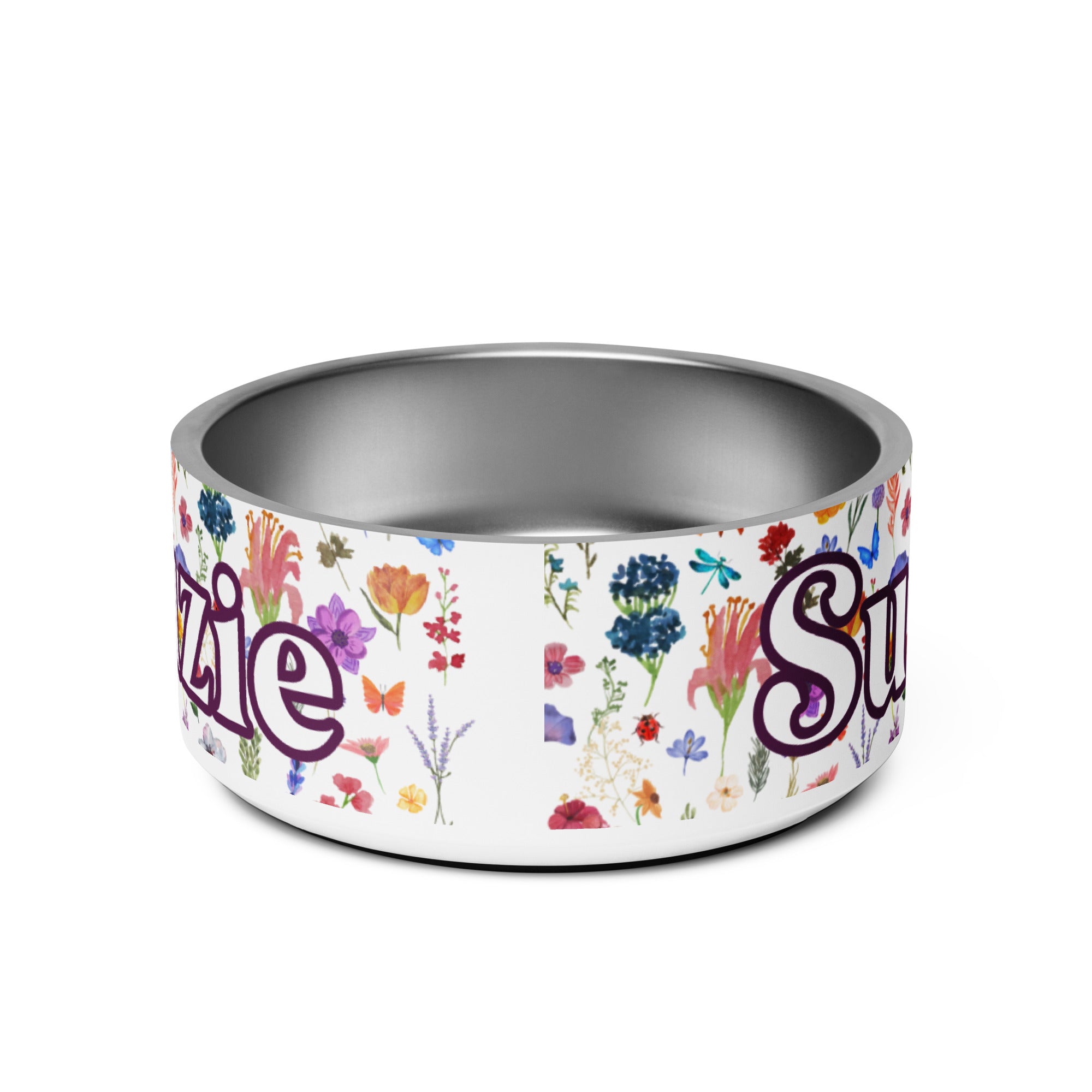 Spring Flowers Personalized Pet Bowl