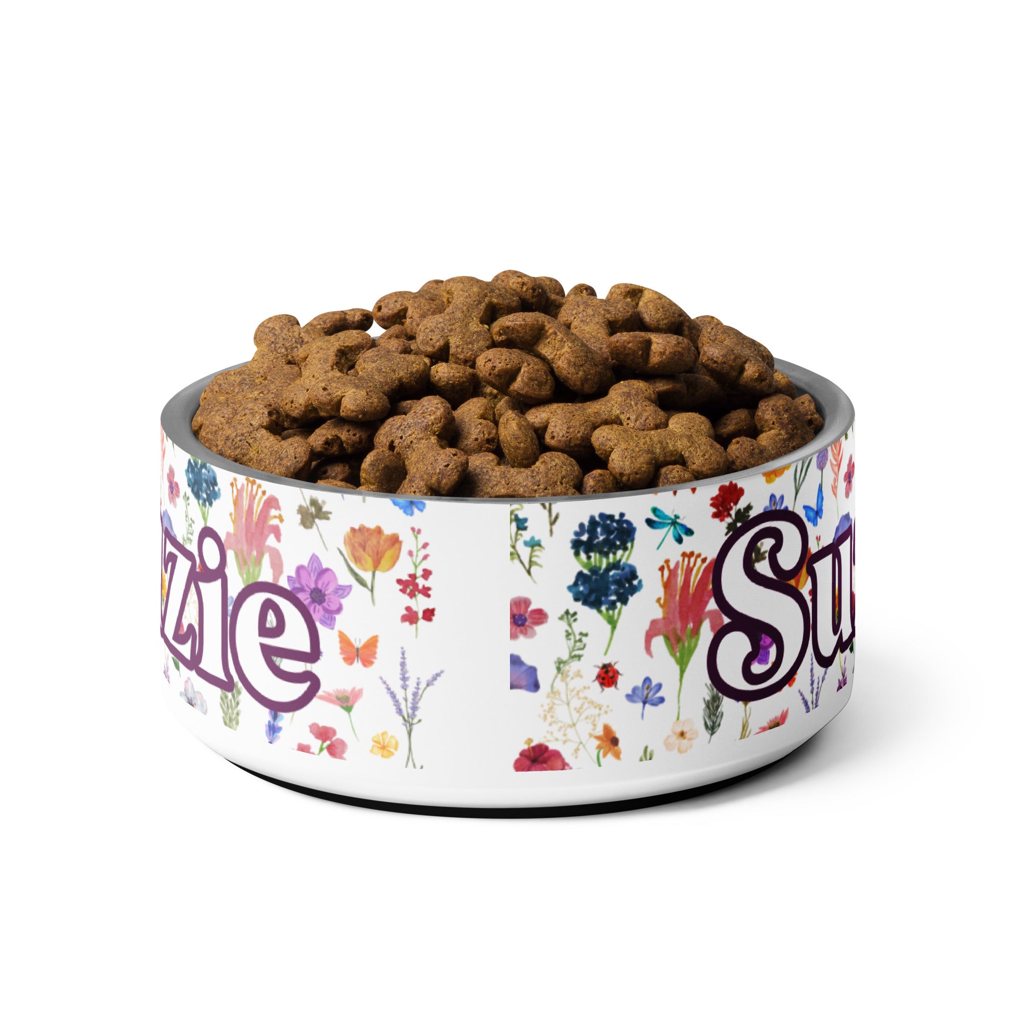 Spring Flowers Personalized Pet Bowl