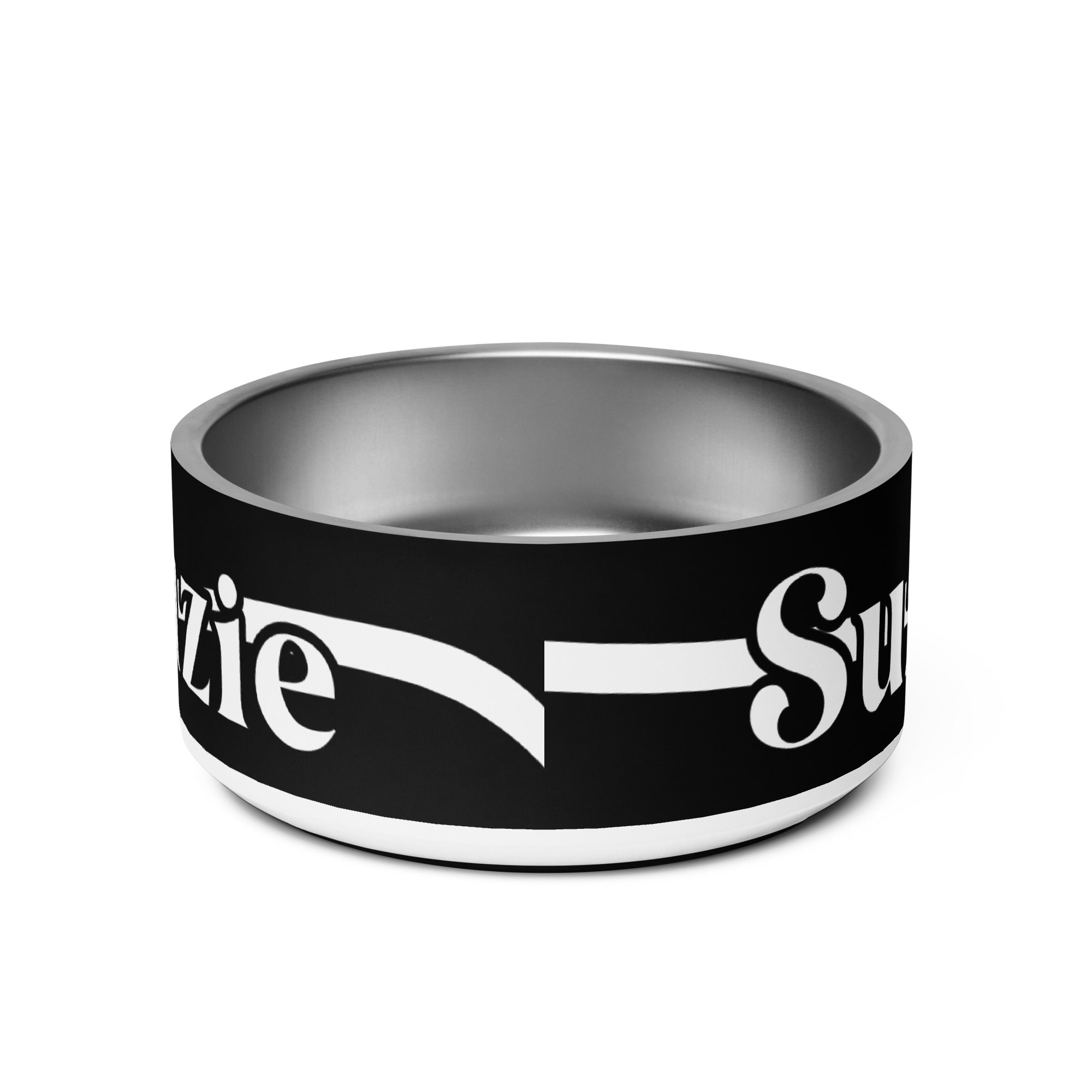 Black and White Sash Personalized Pet Bowl