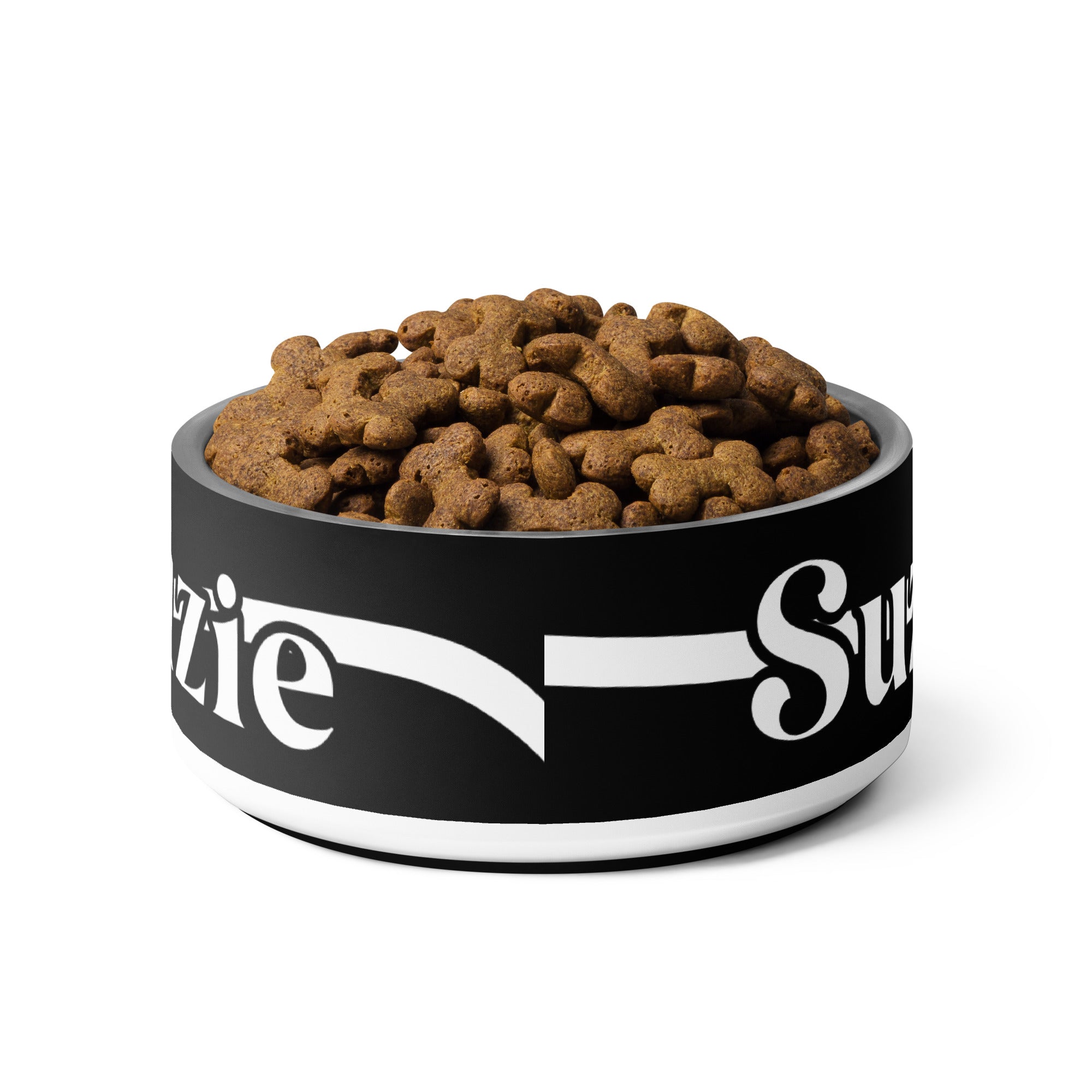 Black and White Sash Personalized Pet Bowl